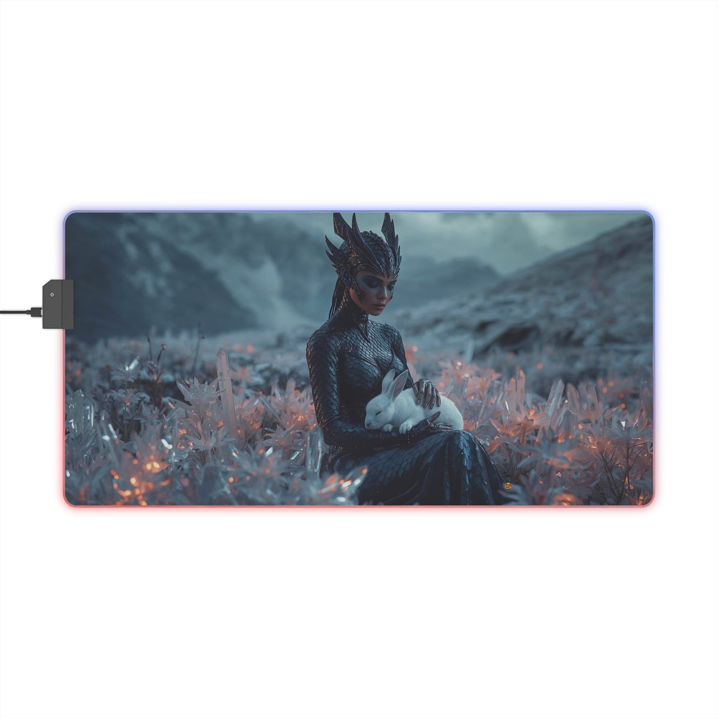 Lady Dragon & Rabbit Lunar Zodiac LED Gaming Mouse Pad — "Sleep My Friend"