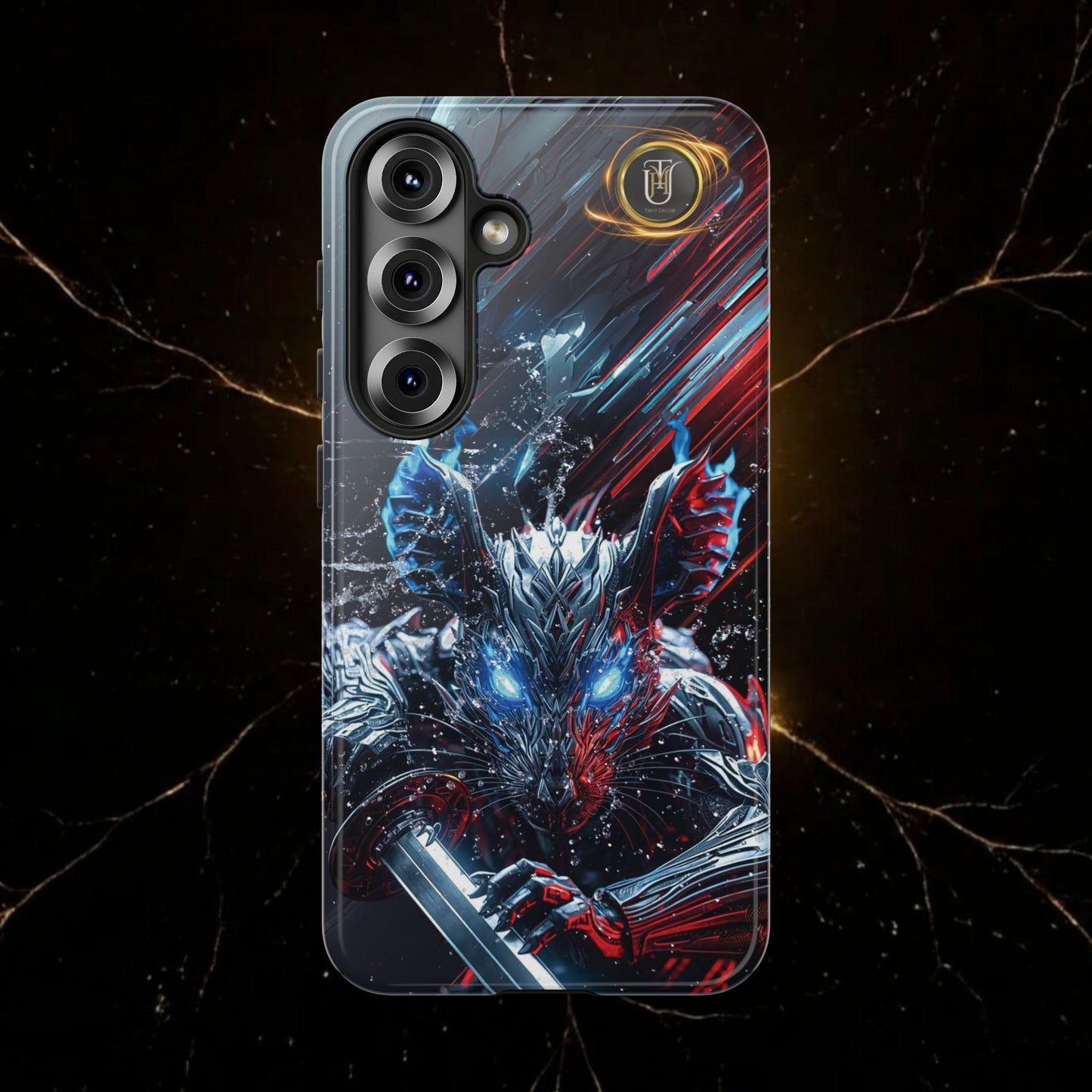 Lunar Metal Rat Samurai Phone Case — Warrior Rodent Armor Design