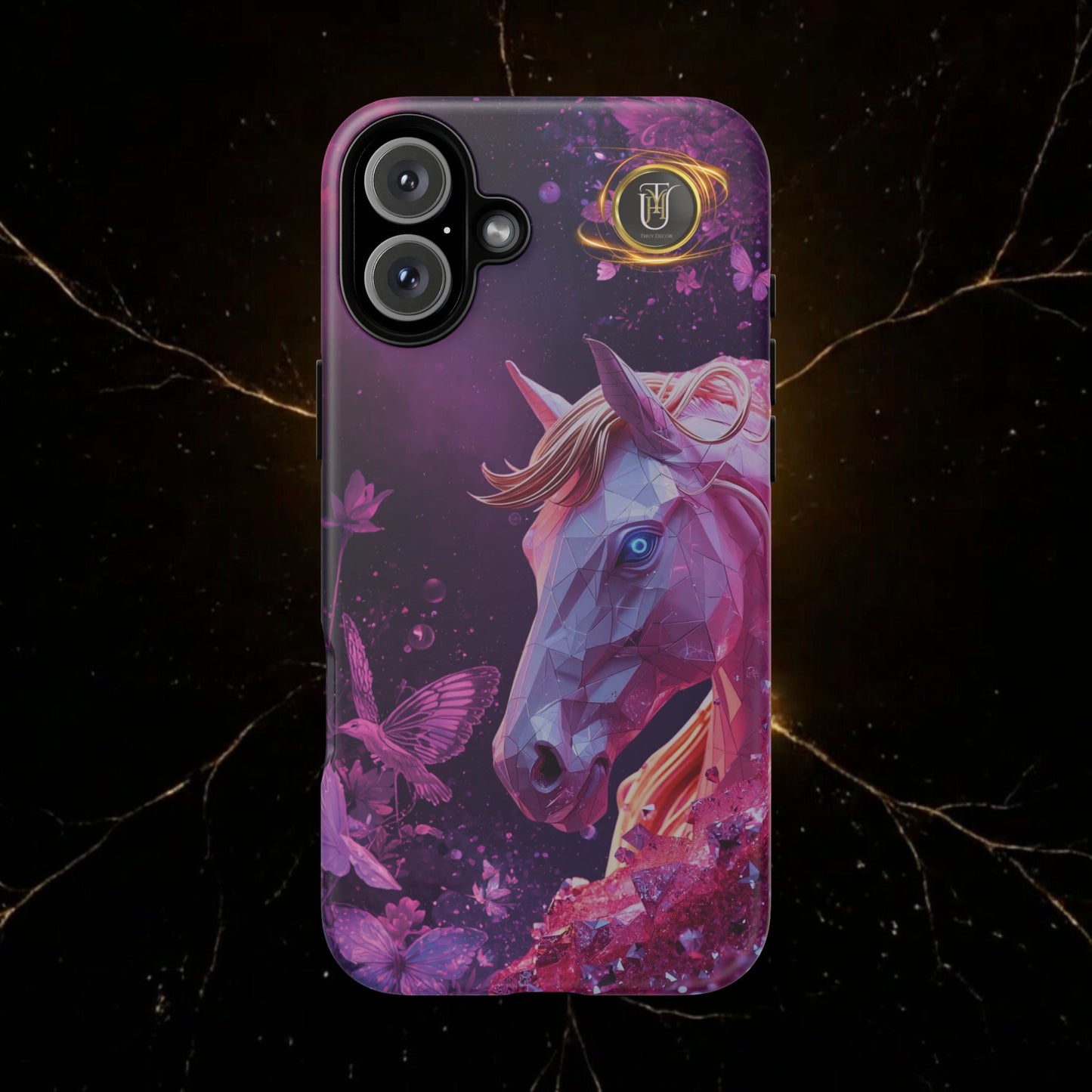 Quantum Pink Lunar Diamond Horse Tough Case — 2026 Pink Horse Phone Case