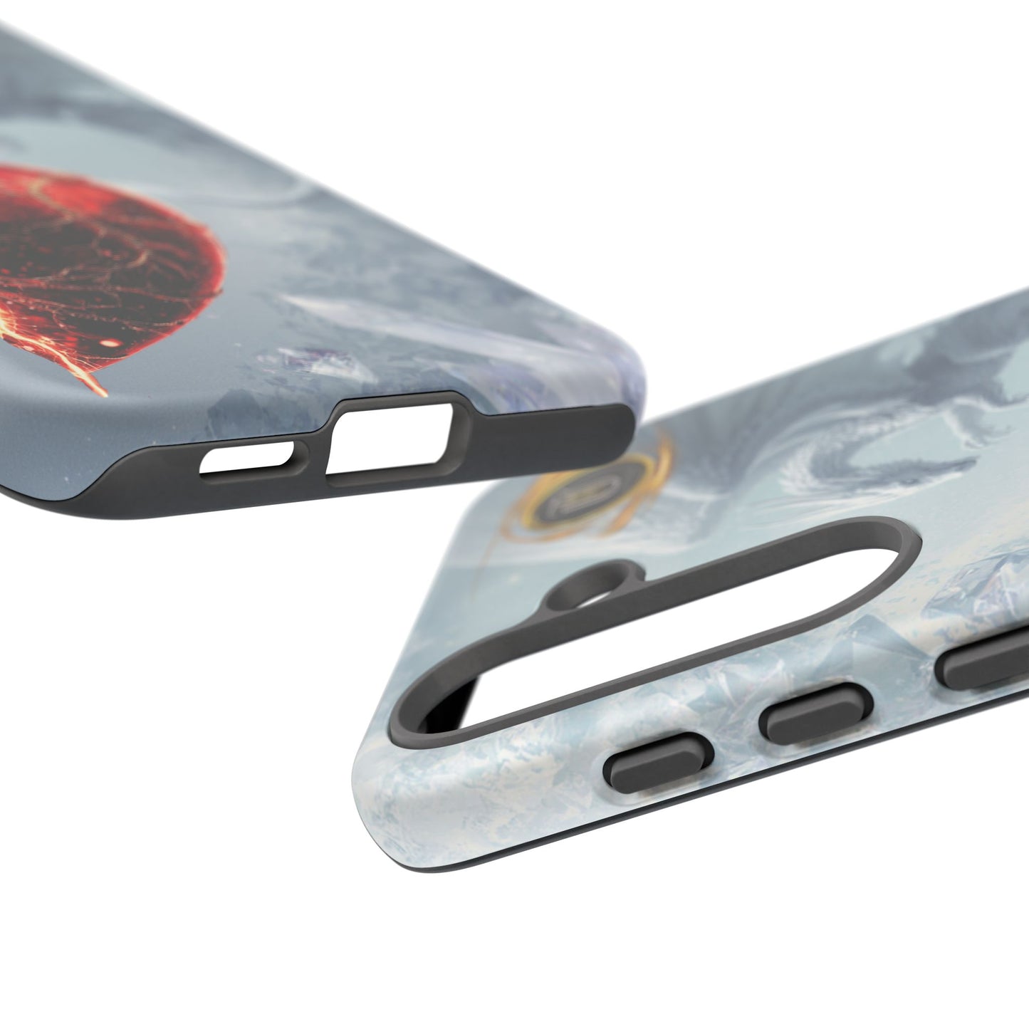 Couples Phone Case — Black Phoenix & White Dragon Heart Design (For Her))