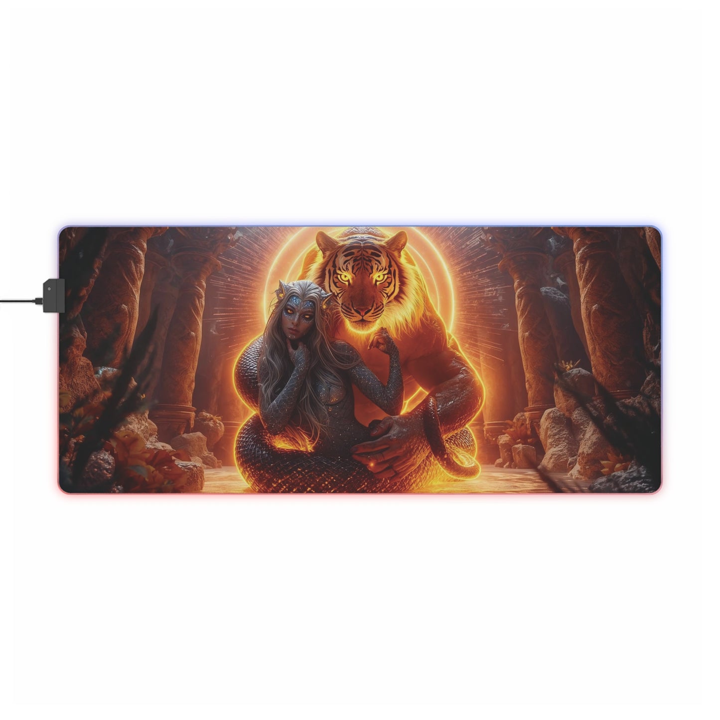 10K Lady Snake & Tiger "The Queen" - LED Gaming Mouse Pad
