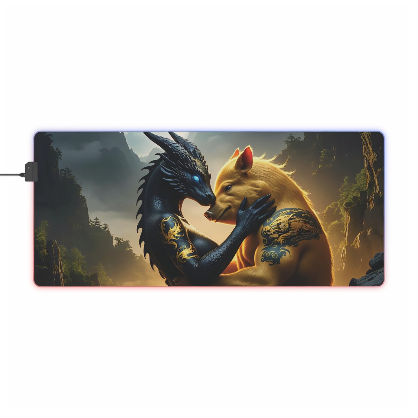 Dragon & Pig Lunar Zodiac LED Gaming Mouse Pad