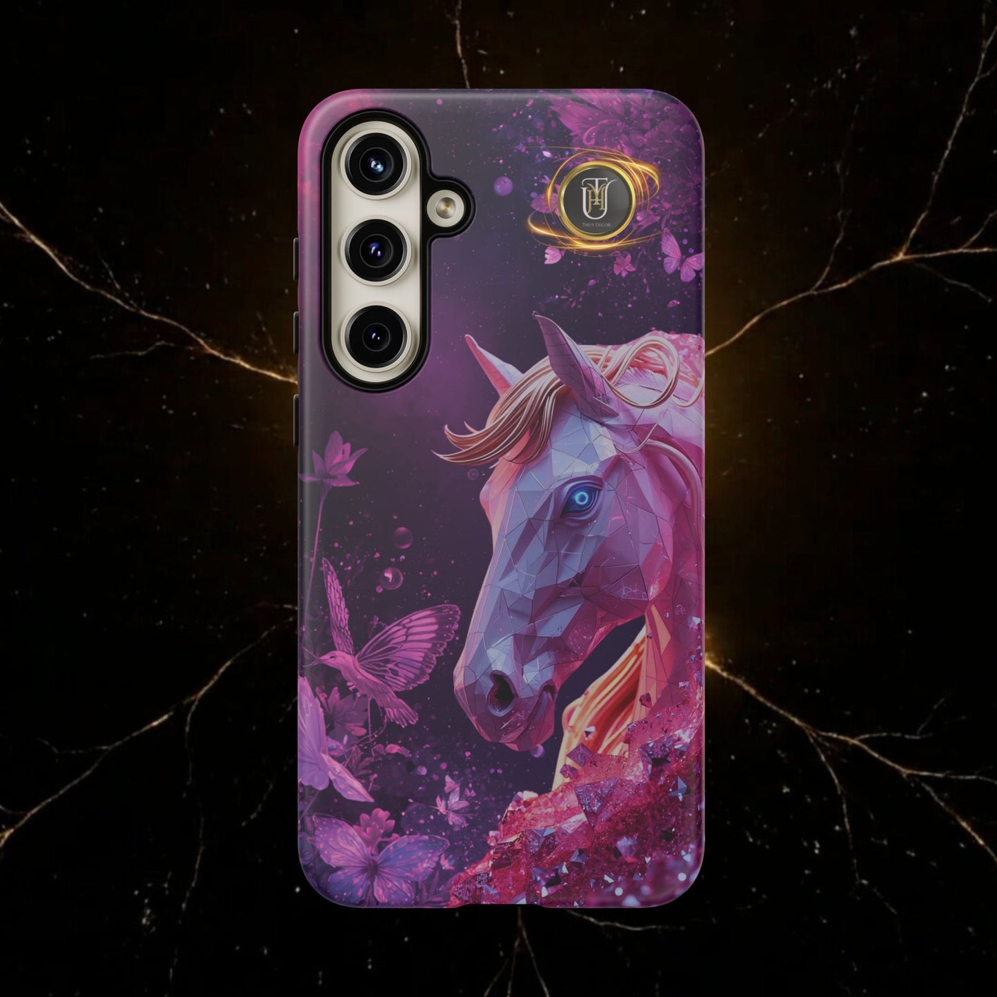 Quantum Pink Lunar Diamond Horse Tough Case — 2026 Pink Horse Phone Case