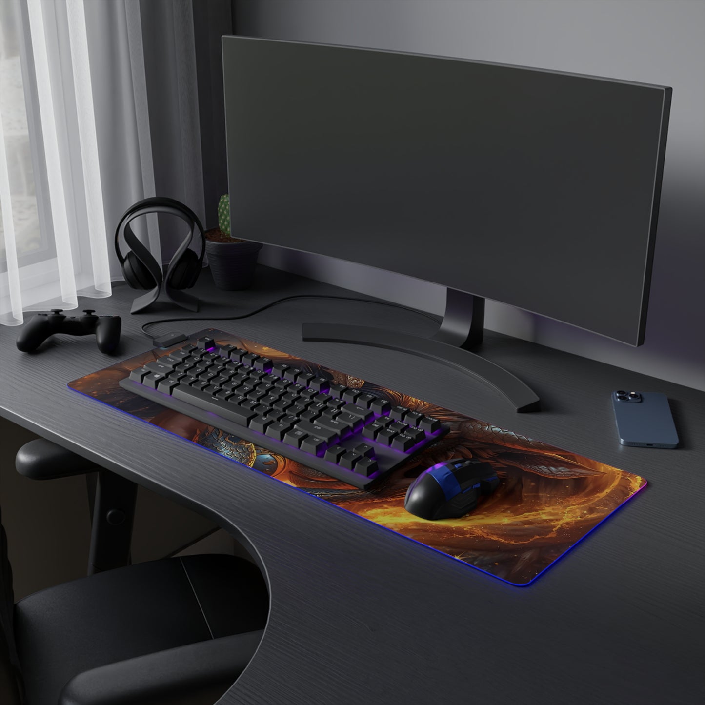 Lady Dragon & Ox Lunar Zodiacs LED Gaming Mouse Pad
