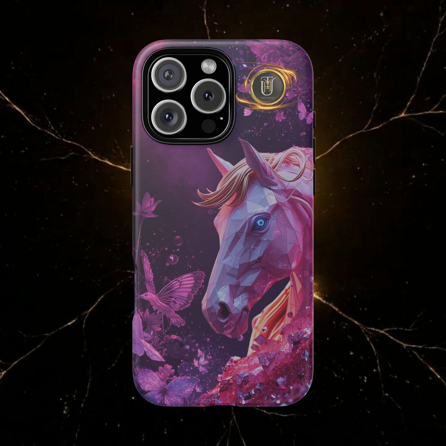 Quantum Pink Lunar Diamond Horse Tough Case — 2026 Pink Horse Phone Case