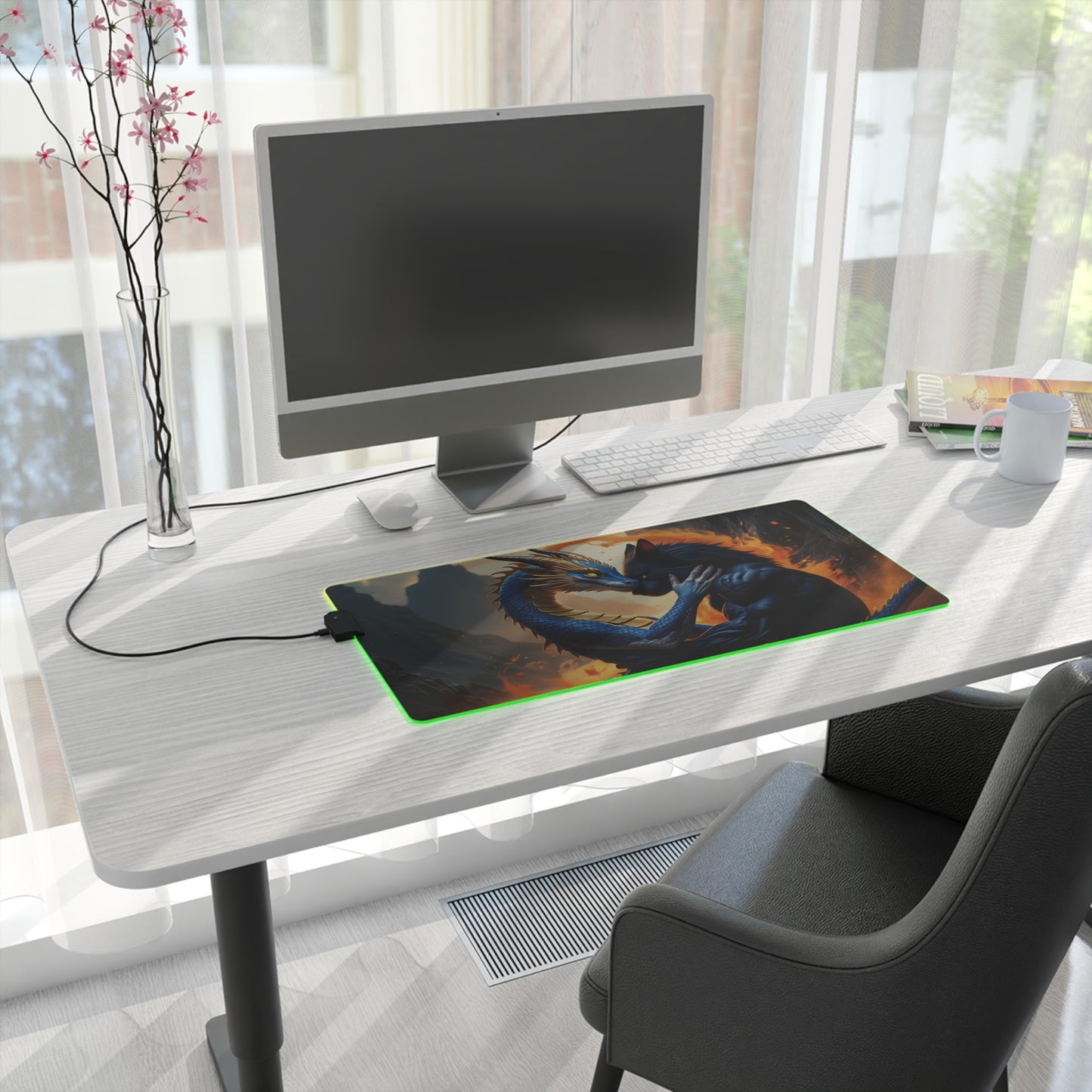 Lady Dragon & Rat Lunar Zodiacs Design LED Gaming Mouse Pad