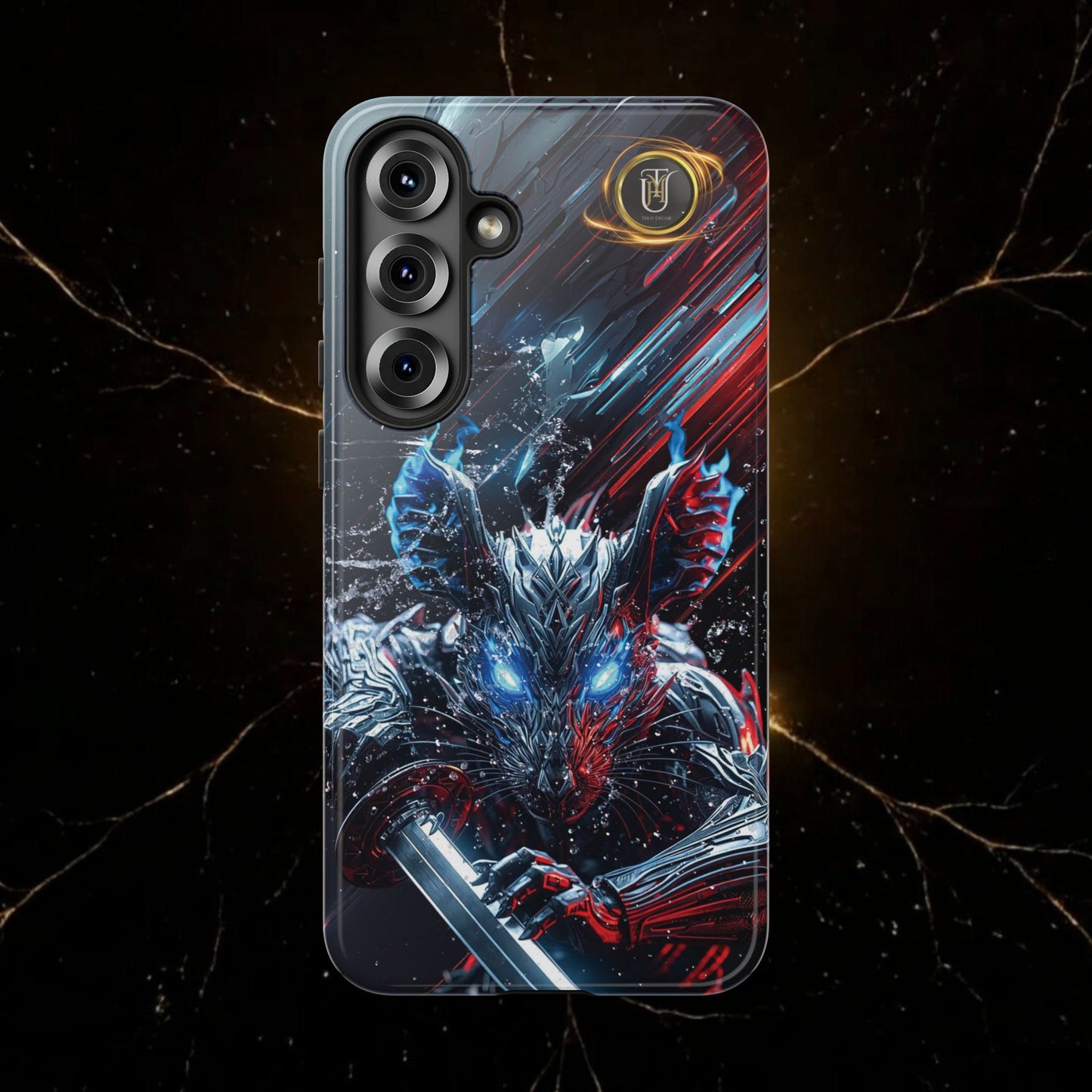 Lunar Metal Rat Samurai Phone Case — Warrior Rodent Armor Design