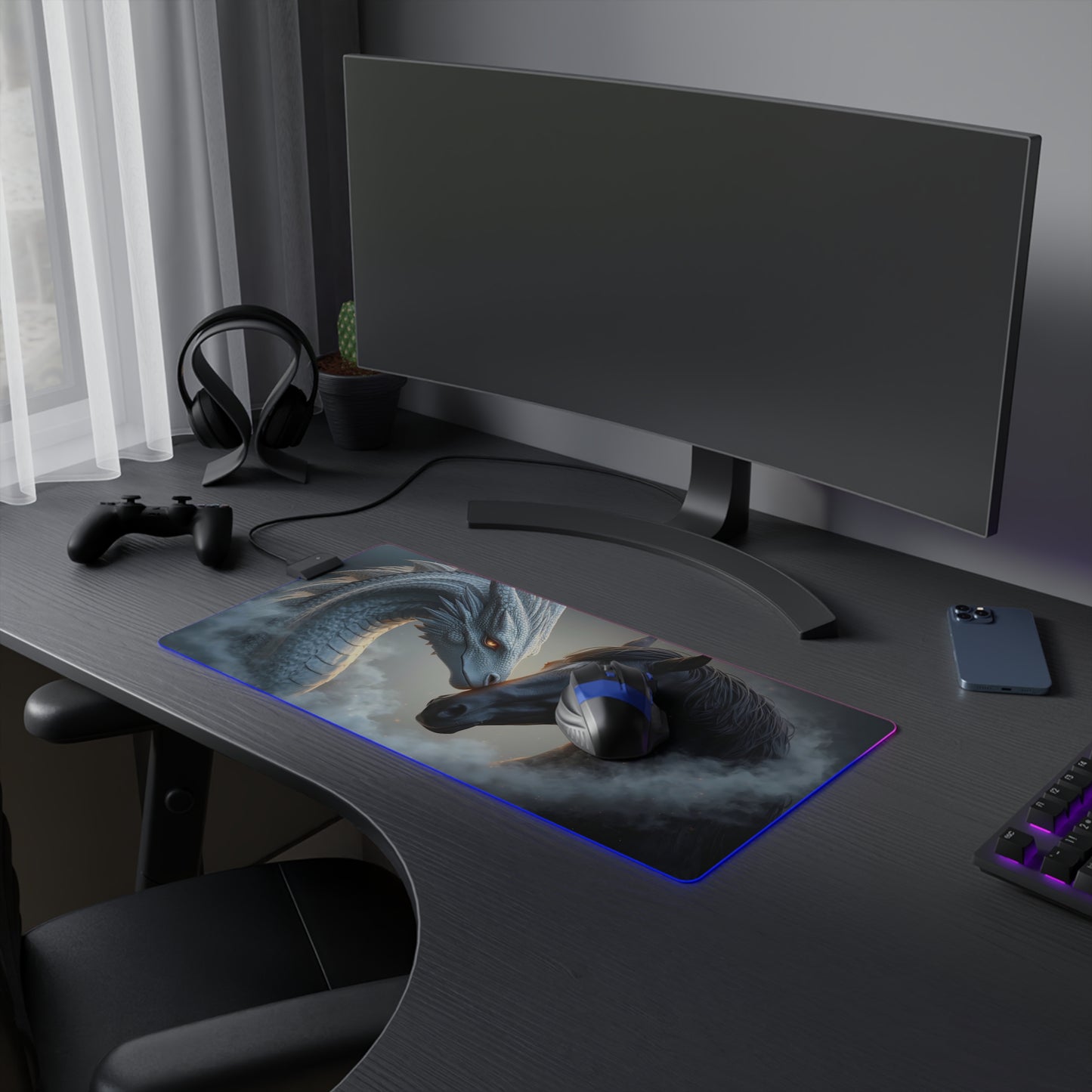 Lady Dragon & Horse Lunar Zodiac LED Gaming Mouse Pad