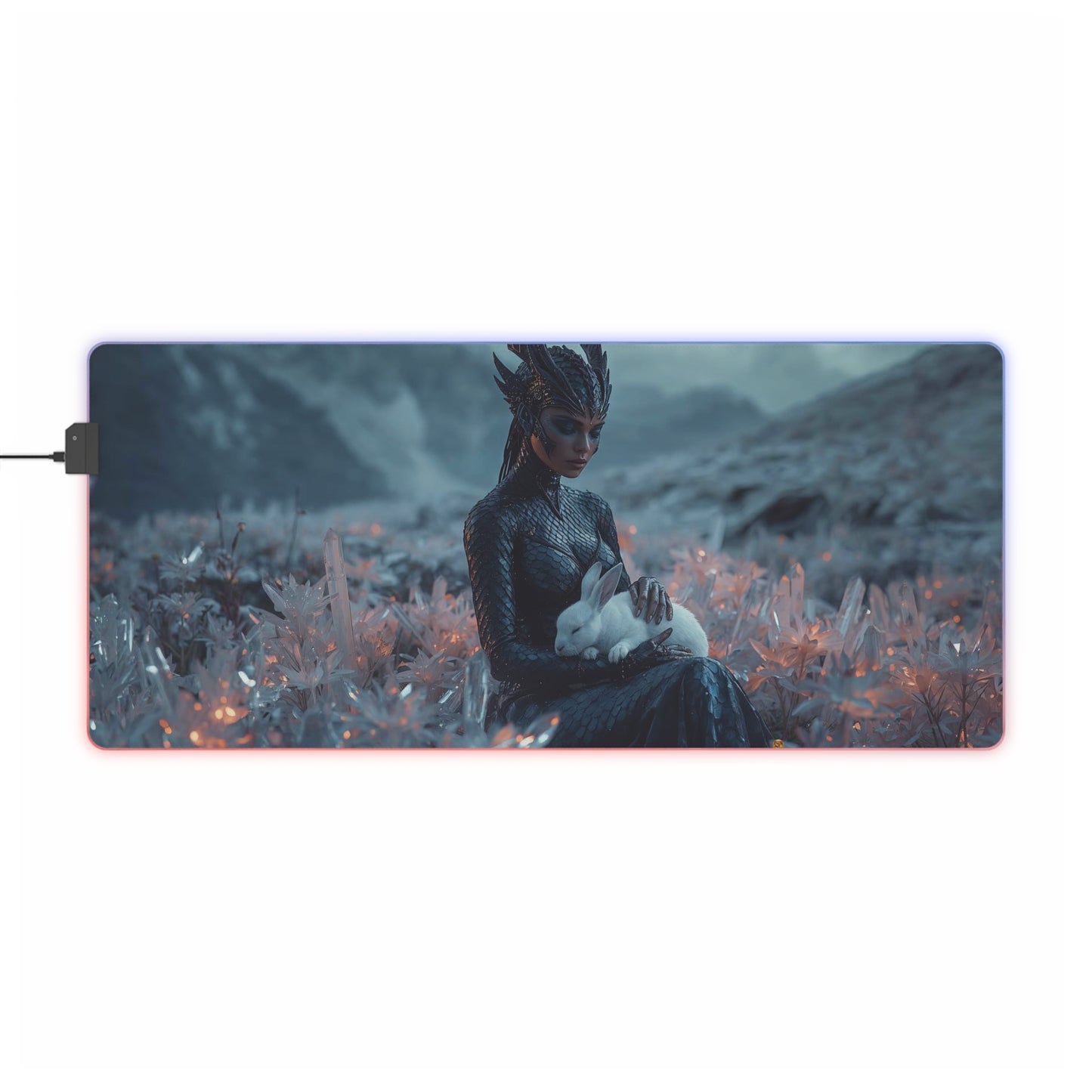 Lady Dragon & Rabbit Lunar Zodiac LED Gaming Mouse Pad — "Sleep My Friend"