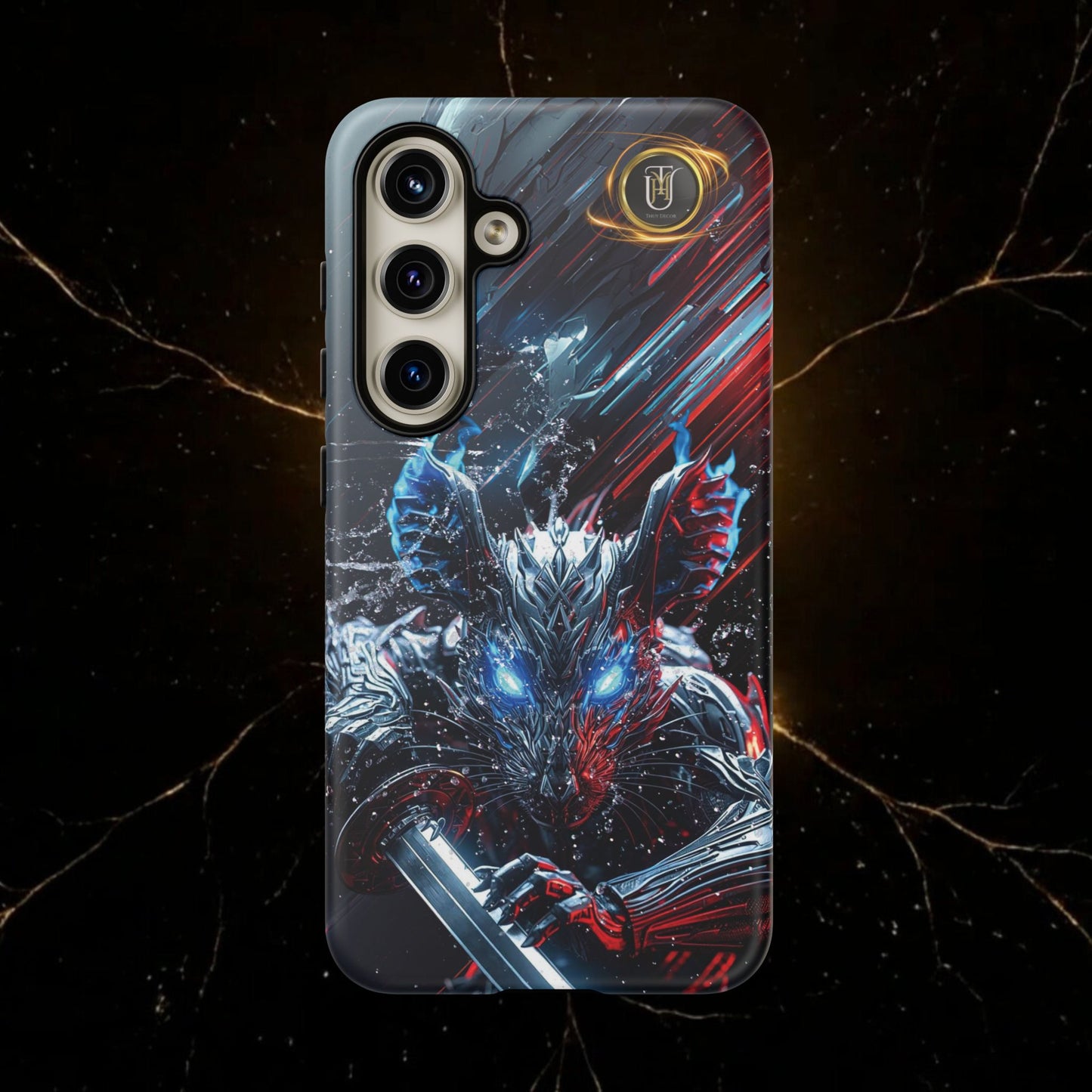 Lunar Metal Rat Samurai Phone Case — Warrior Rodent Armor Design