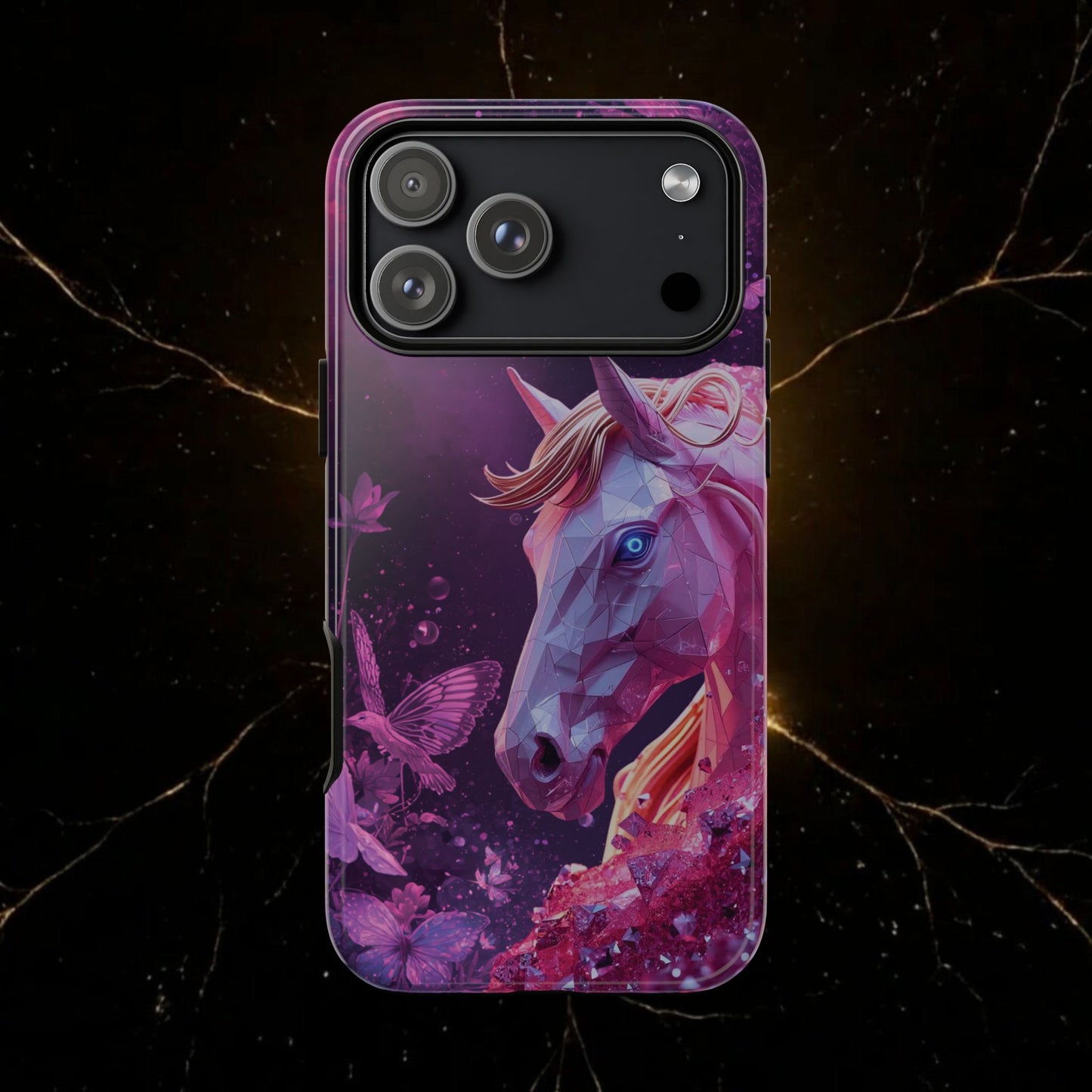 Quantum Pink Lunar Diamond Horse Tough Case — 2026 Pink Horse Phone Case