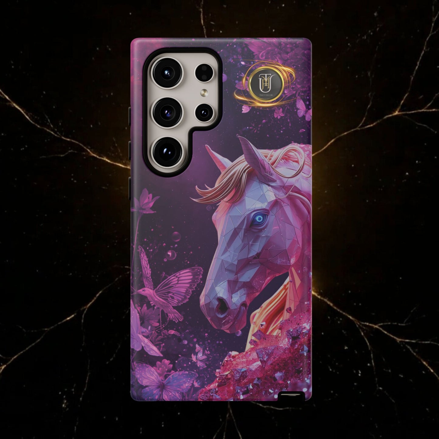 Quantum Pink Lunar Diamond Horse Tough Case — 2026 Pink Horse Phone Case