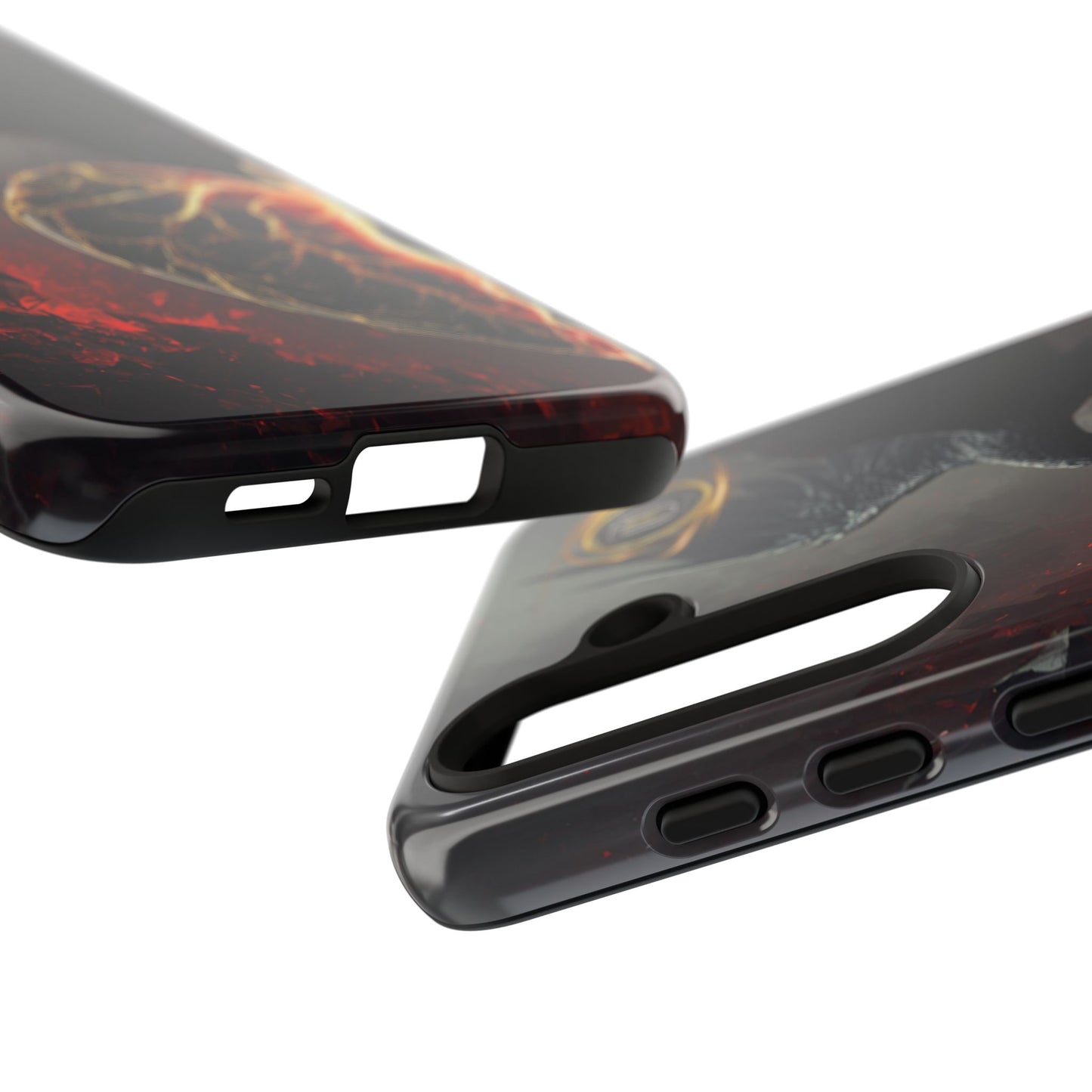 Couples Phone Case — Black Phoenix & White Dragon Heart Design (For Him)