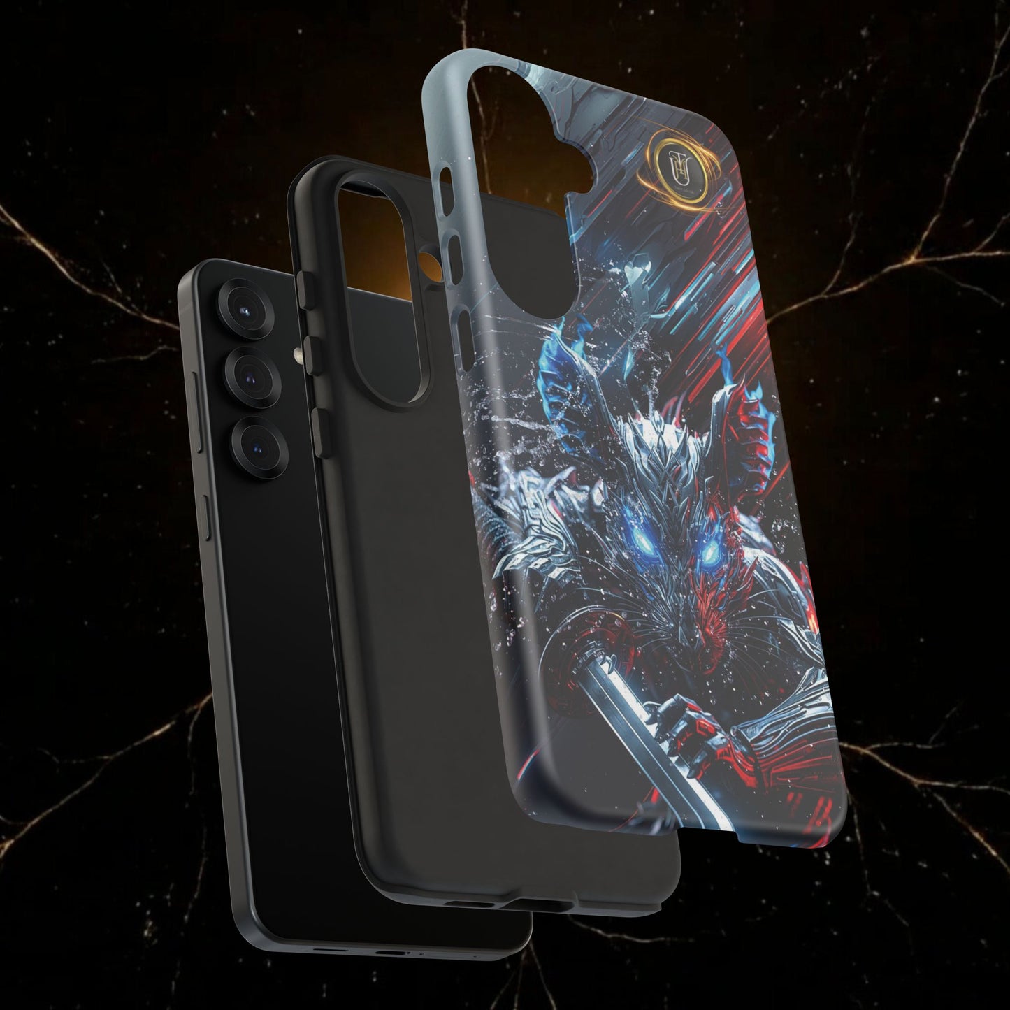 Lunar Metal Rat Samurai Phone Case — Warrior Rodent Armor Design