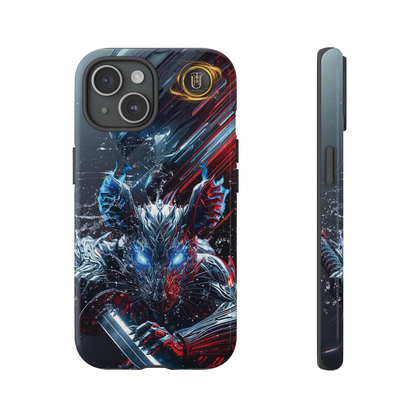 Lunar Metal Rat Samurai Phone Case — Warrior Rodent Armor Design