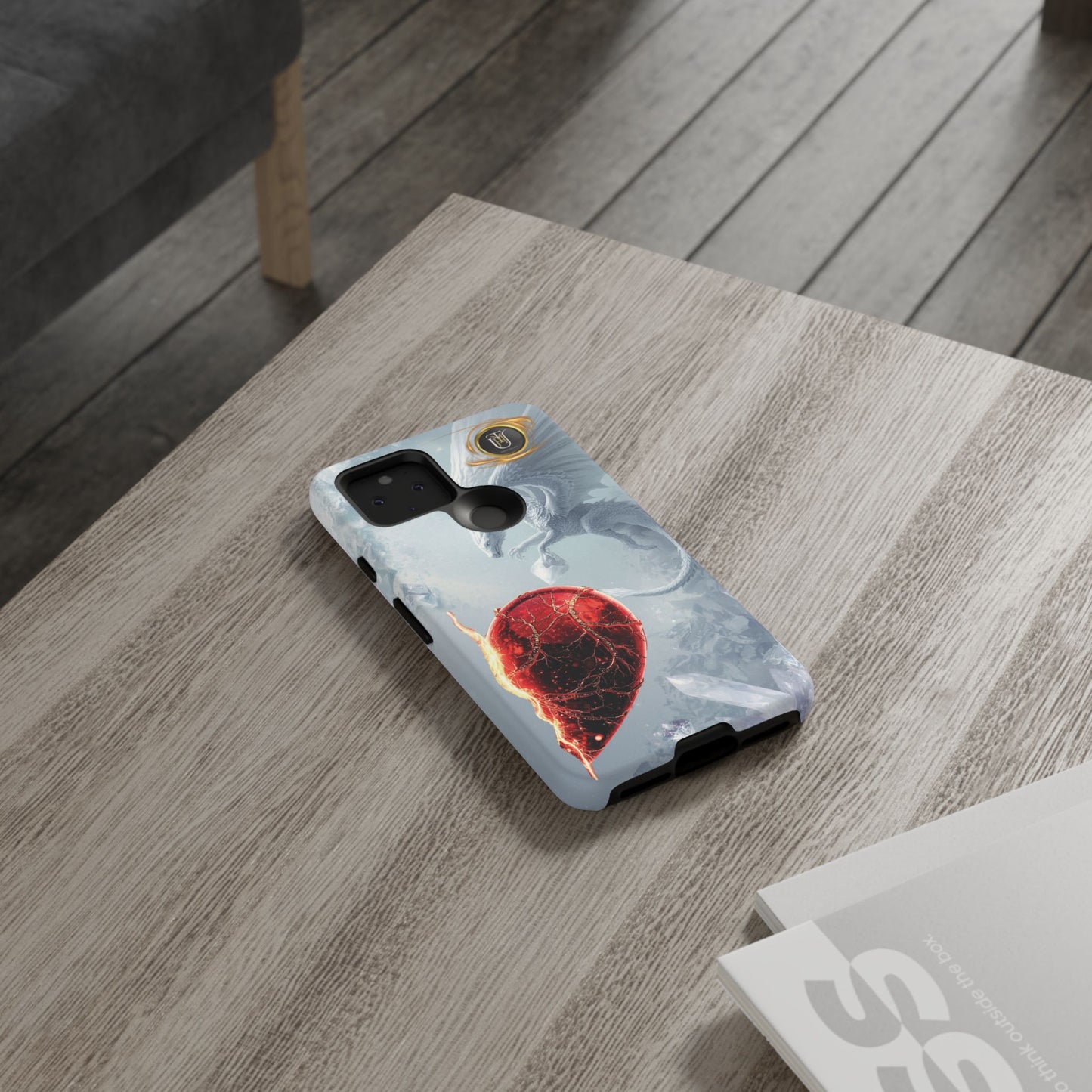 Couples Phone Case — Black Phoenix & White Dragon Heart Design (For Her))