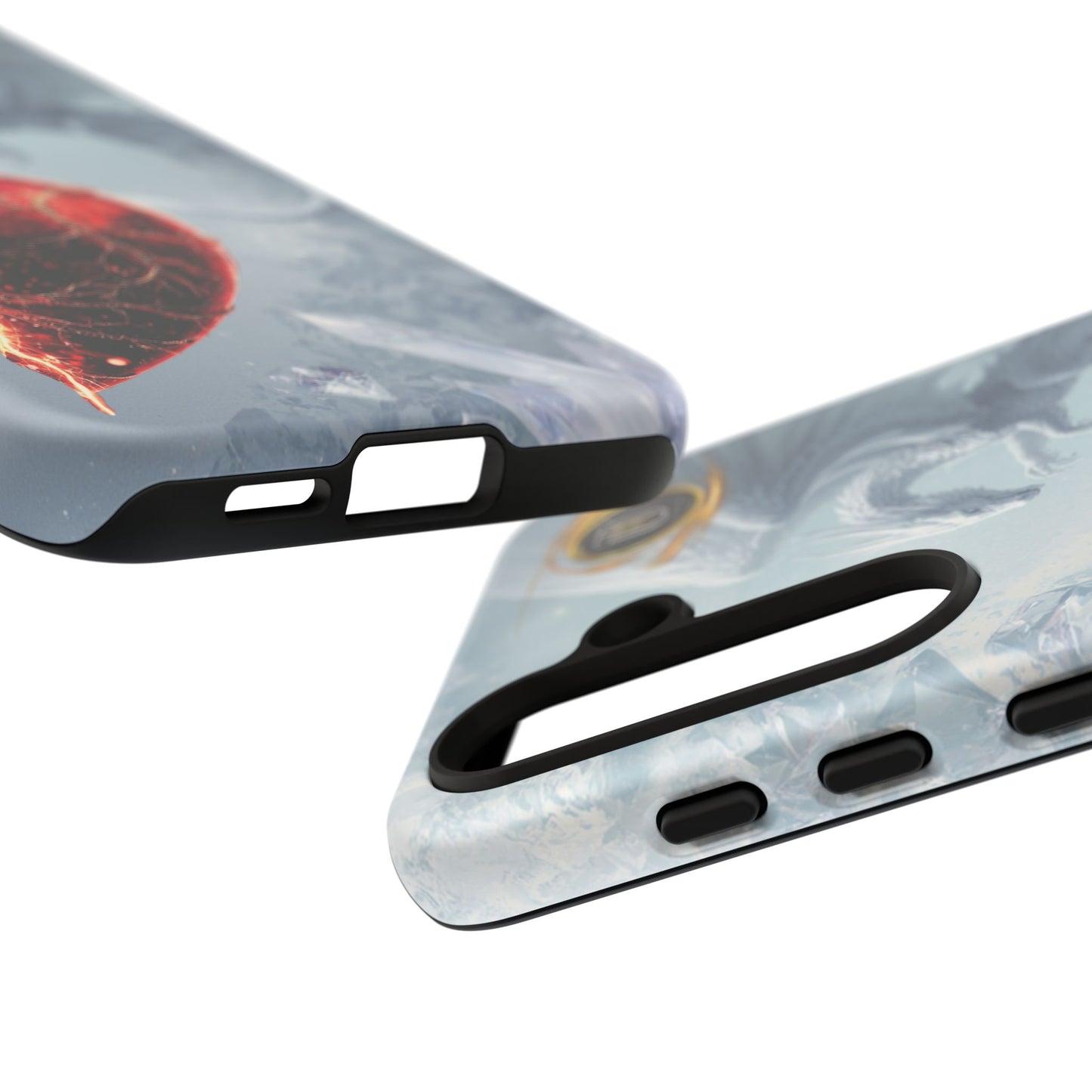 Couples Phone Case — Black Phoenix & White Dragon Heart Design (For Her))