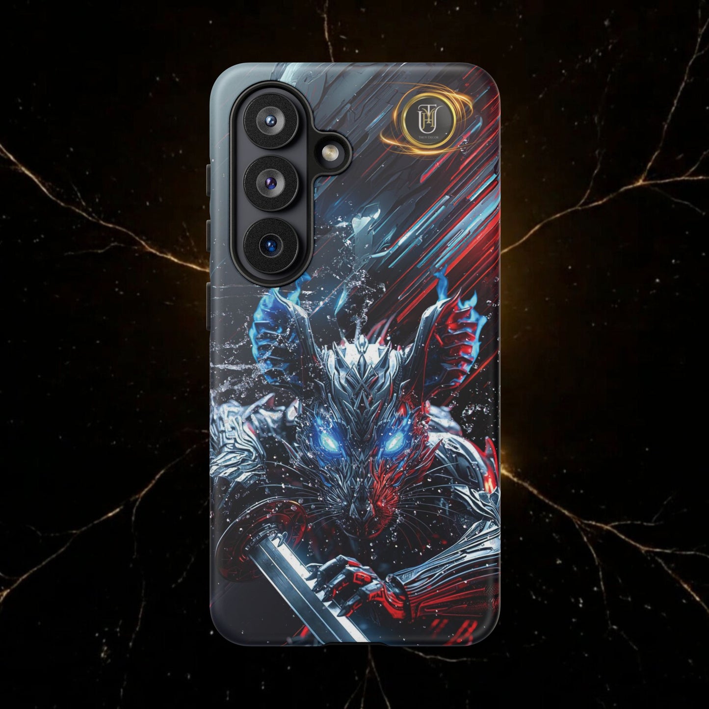 Lunar Metal Rat Samurai Phone Case — Warrior Rodent Armor Design