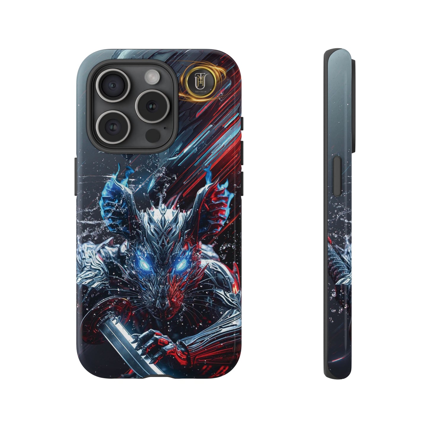 Lunar Metal Rat Samurai Phone Case — Warrior Rodent Armor Design