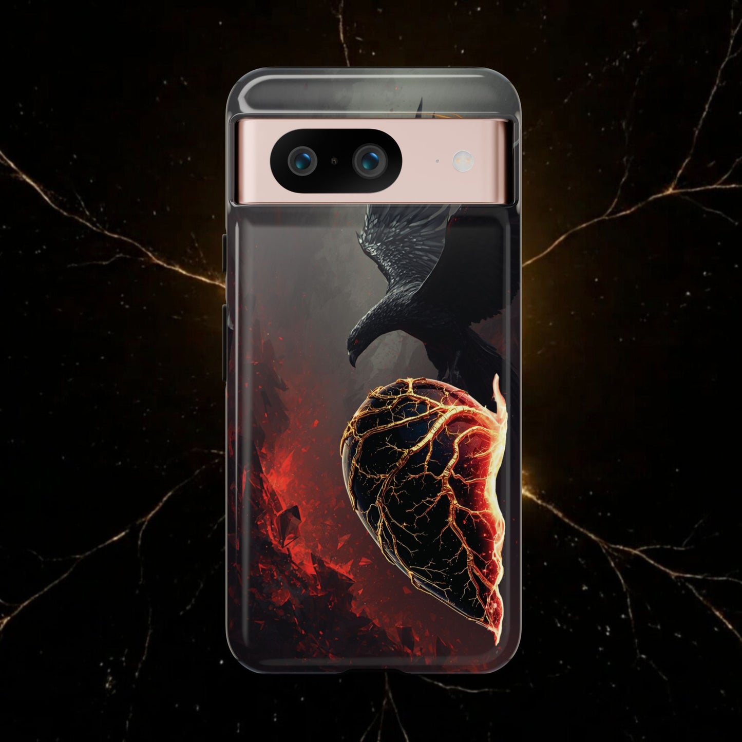 Couples Phone Case — Black Phoenix & White Dragon Heart Design (For Him)