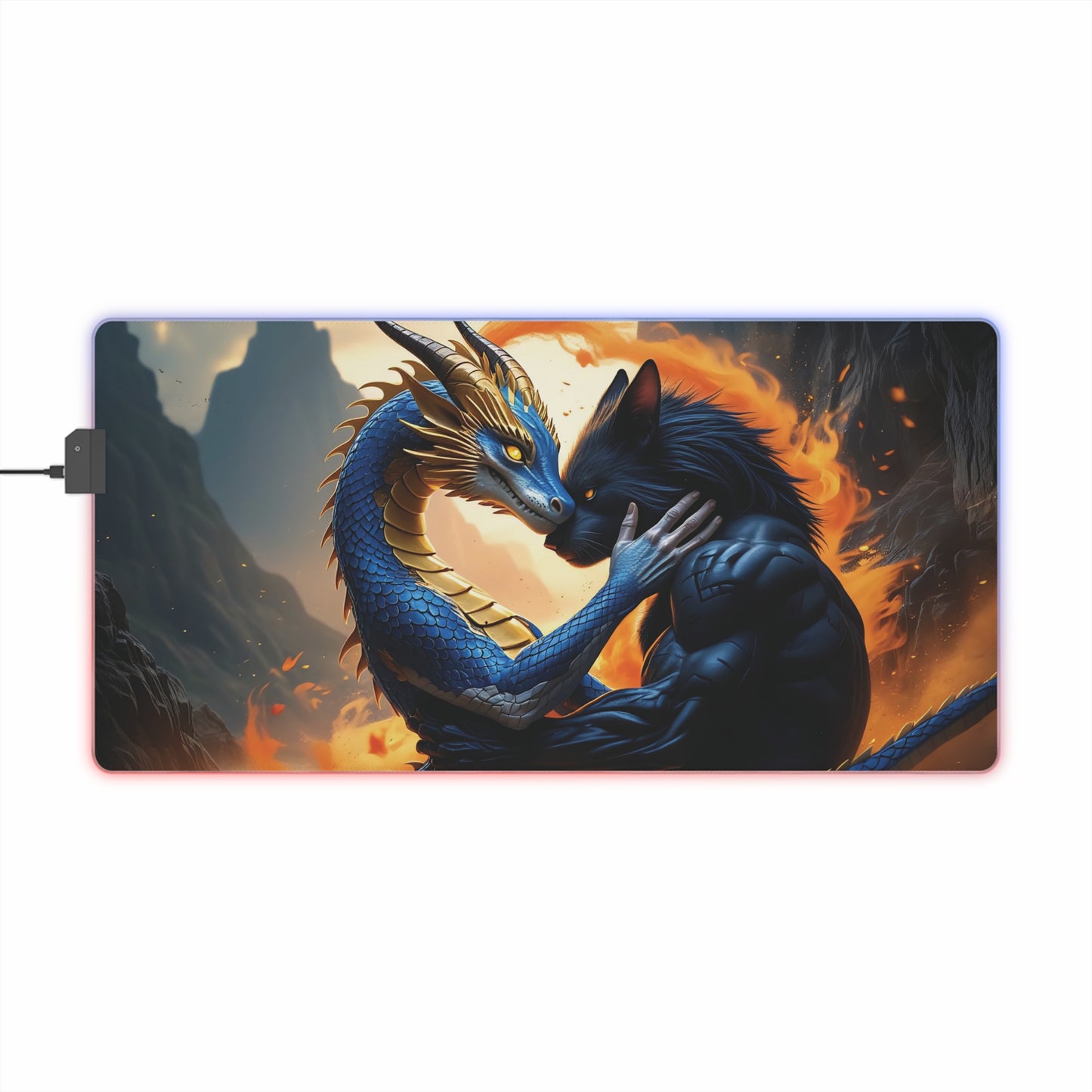 Lady Dragon & Rat Lunar Zodiacs Design LED Gaming Mouse Pad