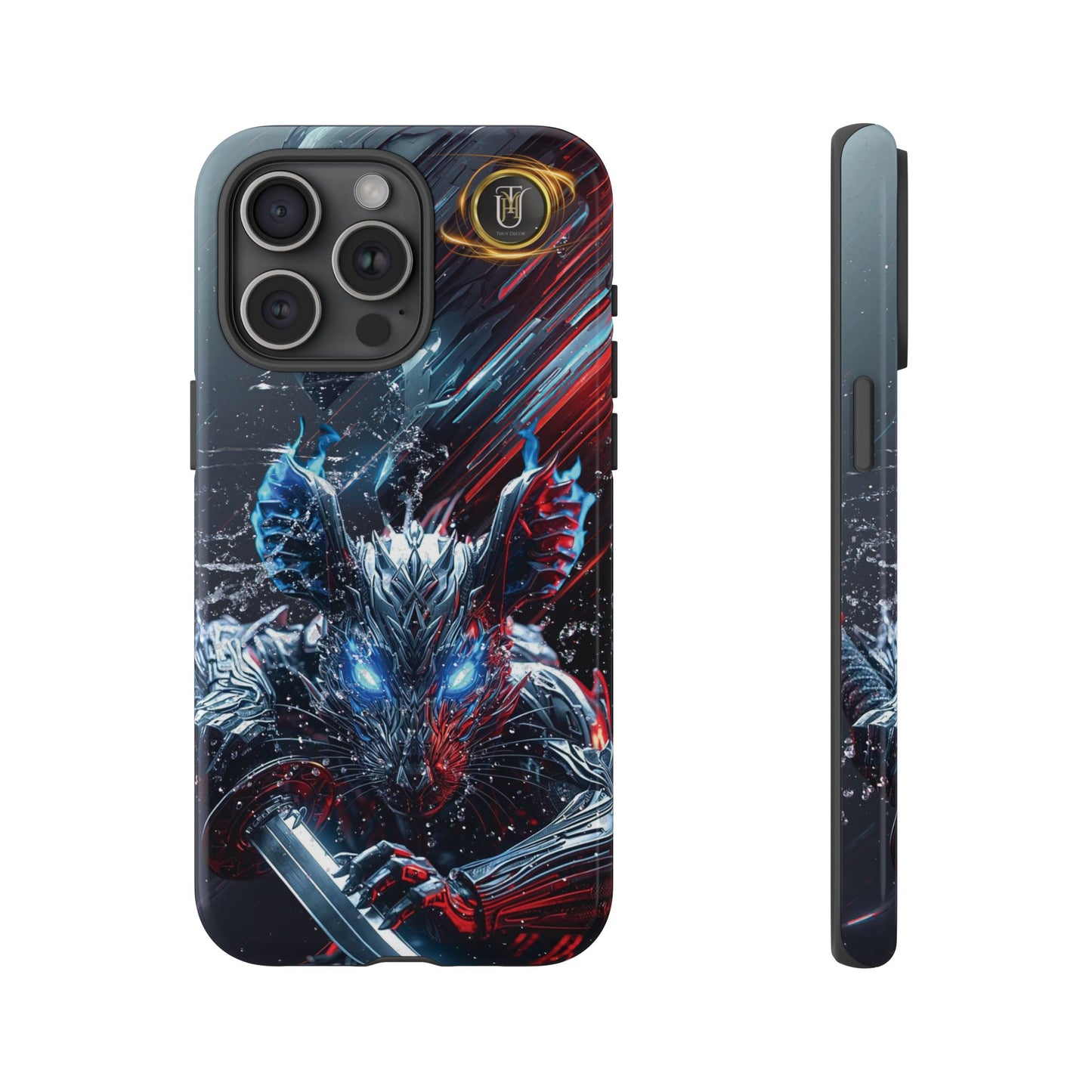 Lunar Metal Rat Samurai Phone Case — Warrior Rodent Armor Design
