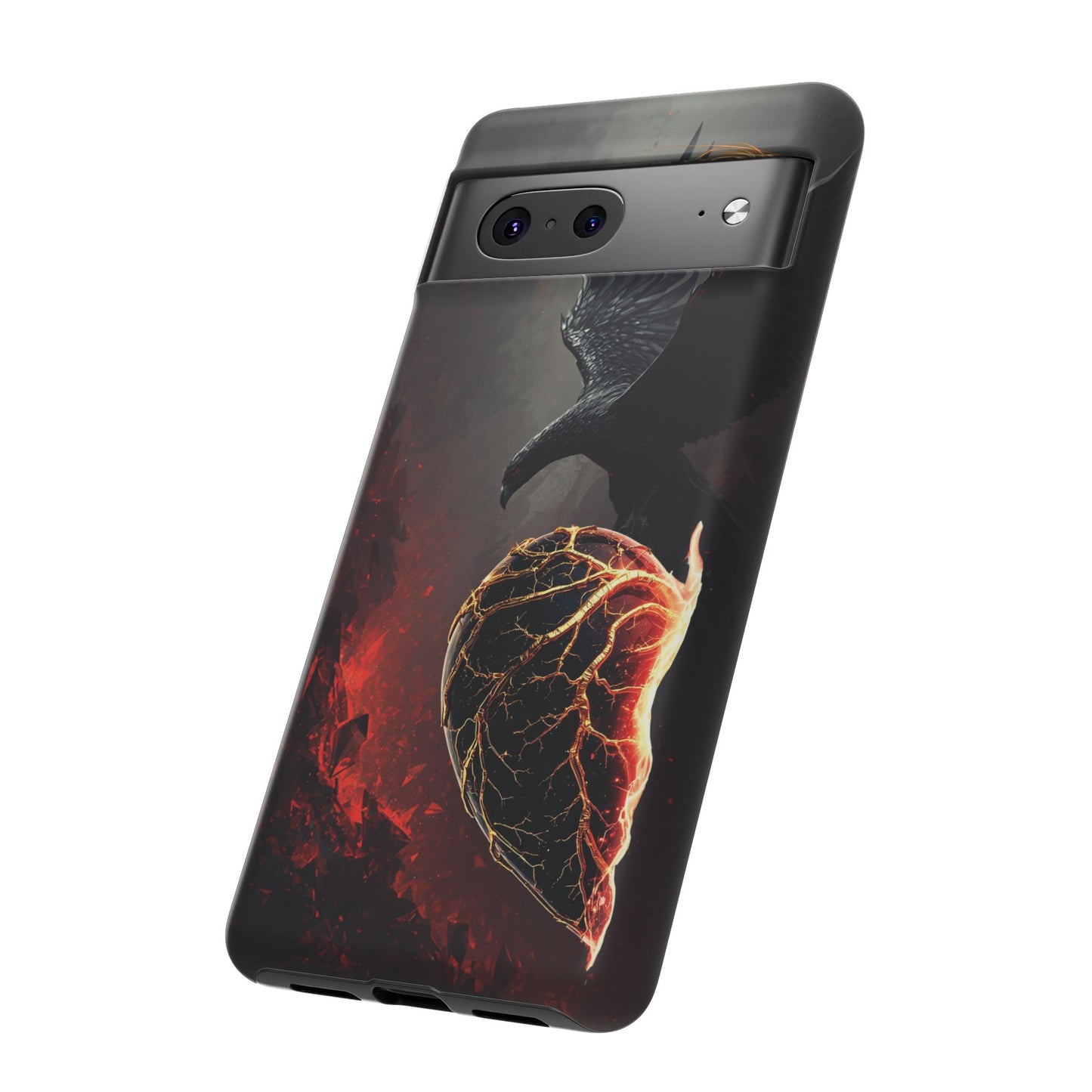 Couples Phone Case — Black Phoenix & White Dragon Heart Design (For Him)