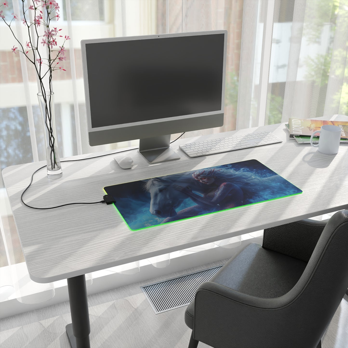 Lady Snake & Horse Lunar Zodiac LED Gaming Mouse Pad