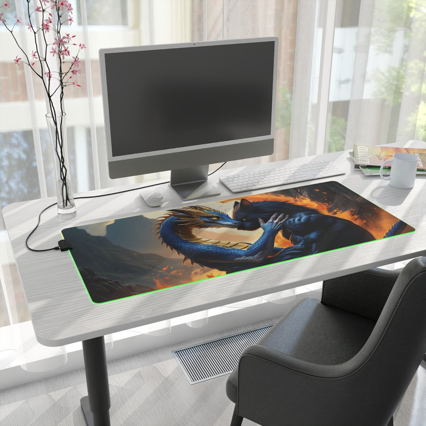 Lady Dragon & Rat Lunar Zodiacs Design LED Gaming Mouse Pad