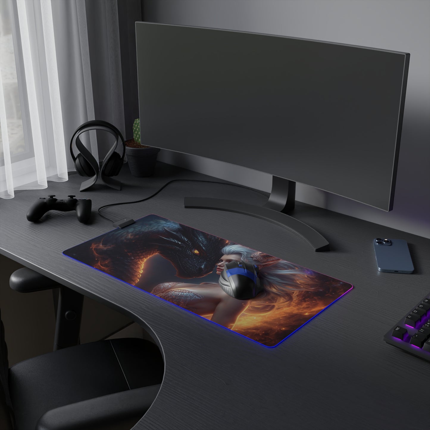 Lady Dragon & Dragon LED Gaming Mouse Pad
