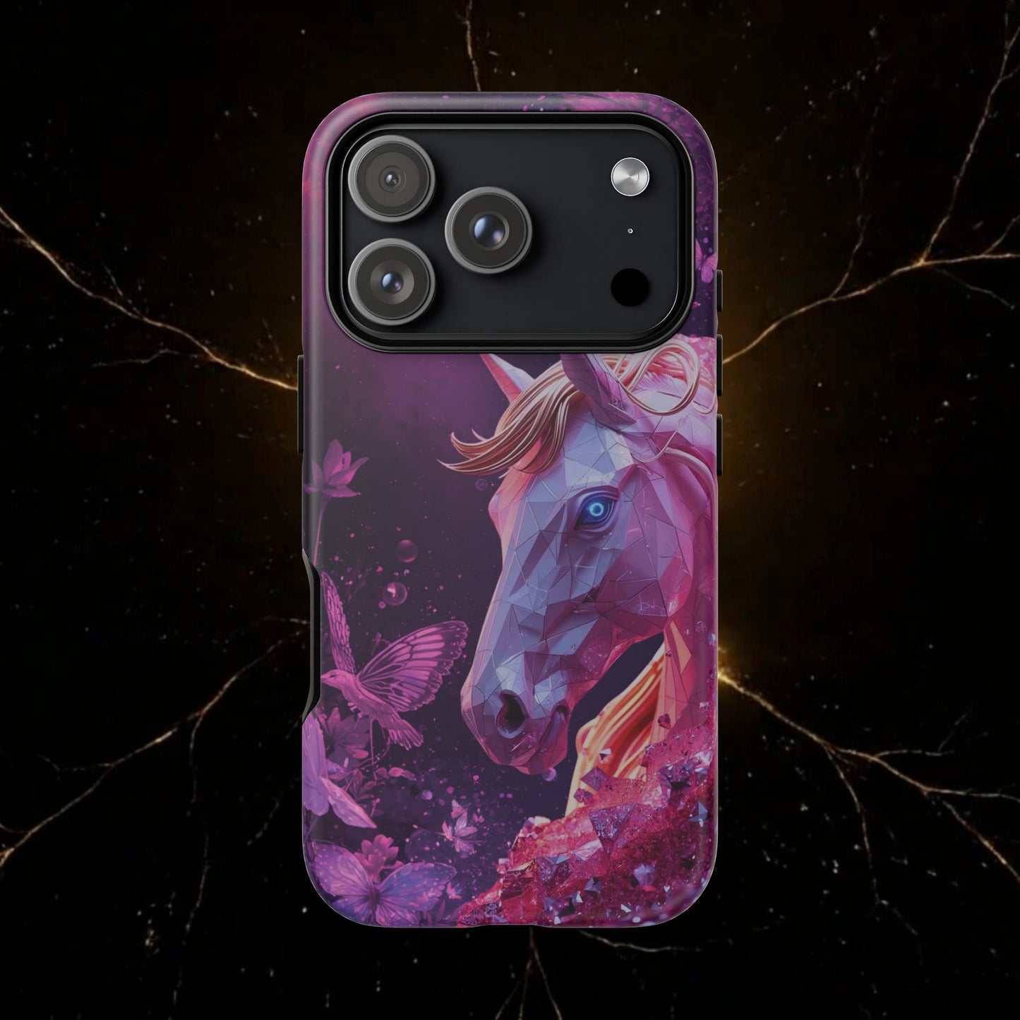 Quantum Pink Lunar Diamond Horse Tough Case — 2026 Pink Horse Phone Case