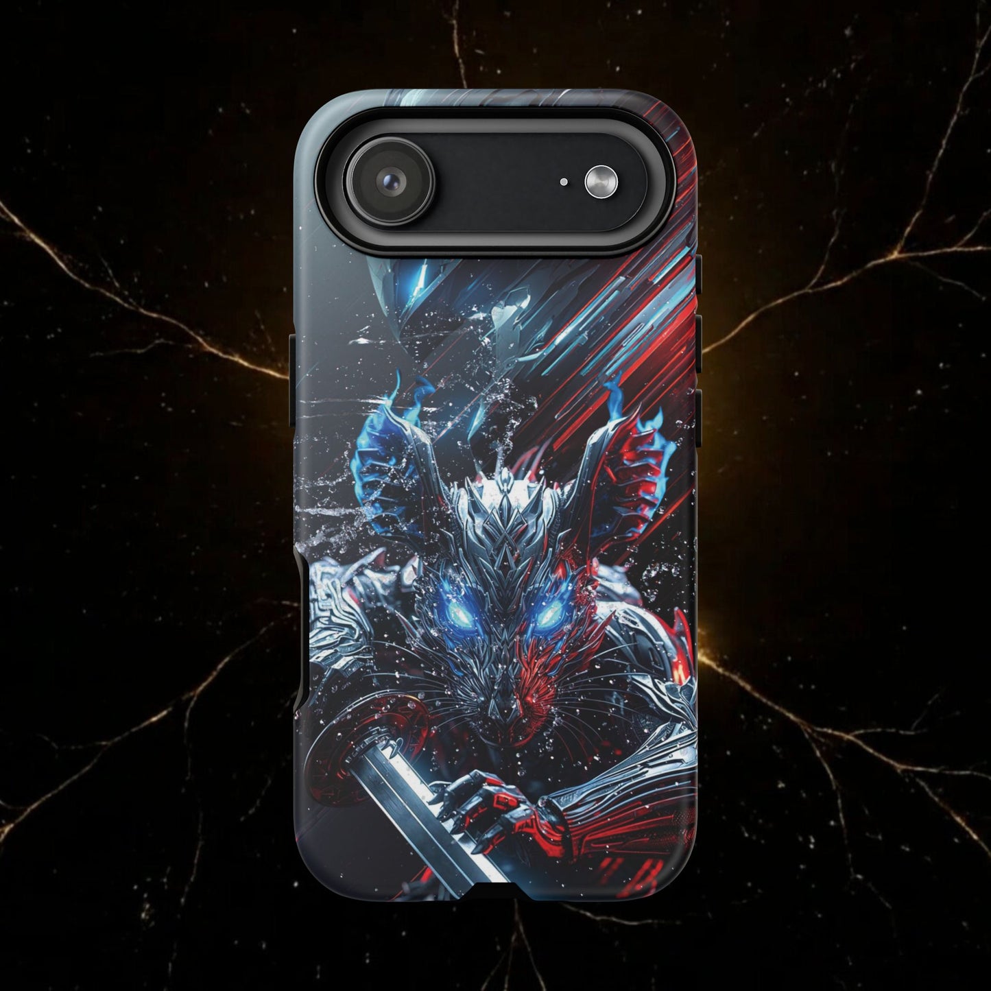 Lunar Metal Rat Samurai Phone Case — Warrior Rodent Armor Design