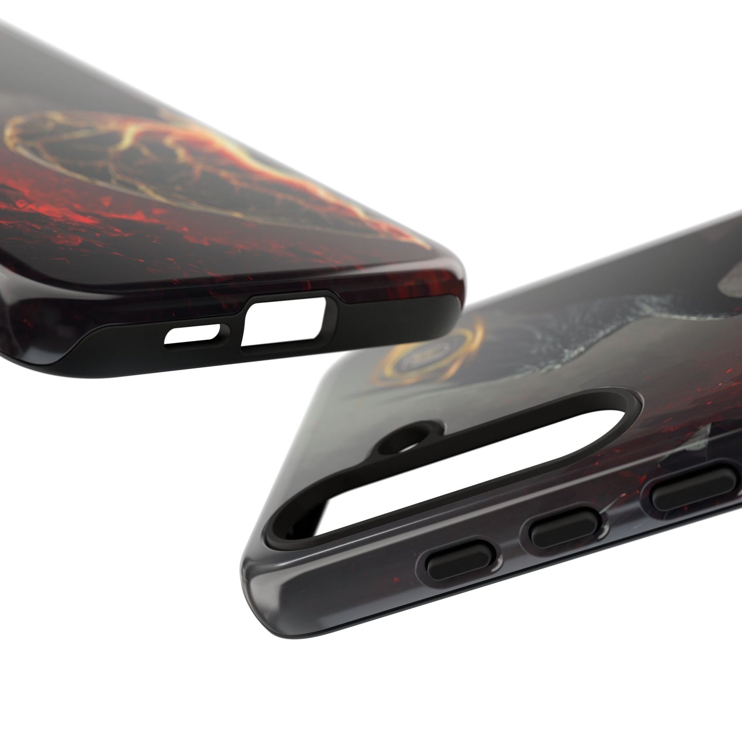 Couples Phone Case — Black Phoenix & White Dragon Heart Design (For Him)