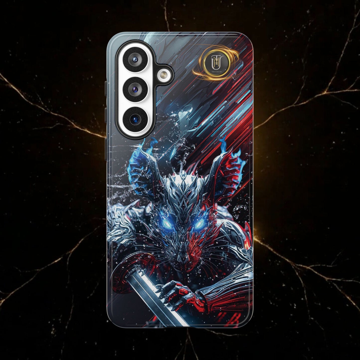 Lunar Metal Rat Samurai Phone Case — Warrior Rodent Armor Design