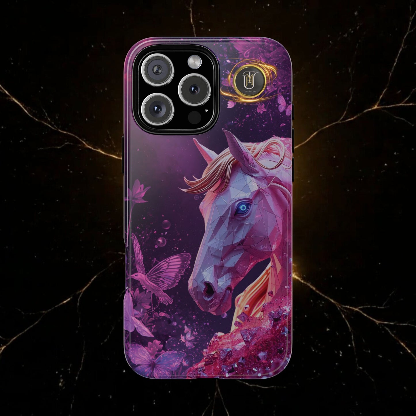 Quantum Pink Lunar Diamond Horse Tough Case — 2026 Pink Horse Phone Case