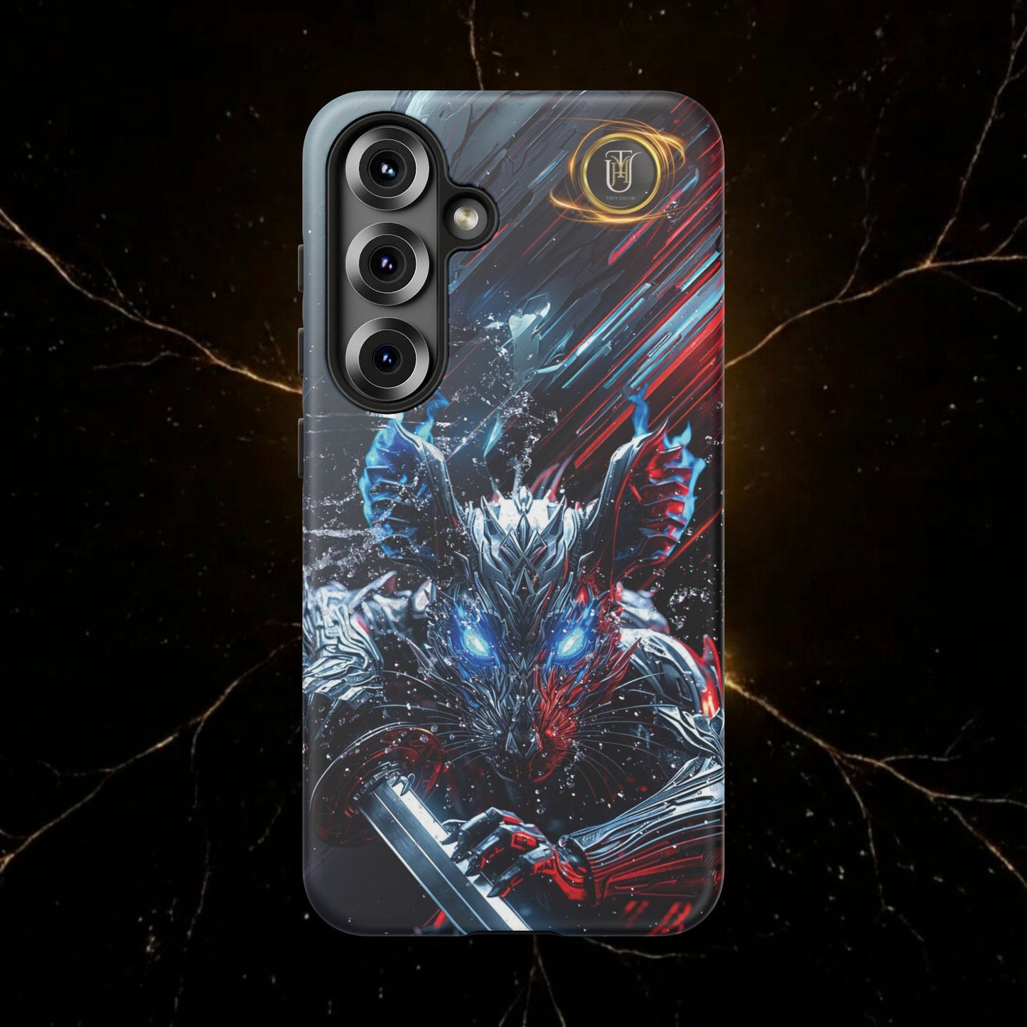 Lunar Metal Rat Samurai Phone Case — Warrior Rodent Armor Design