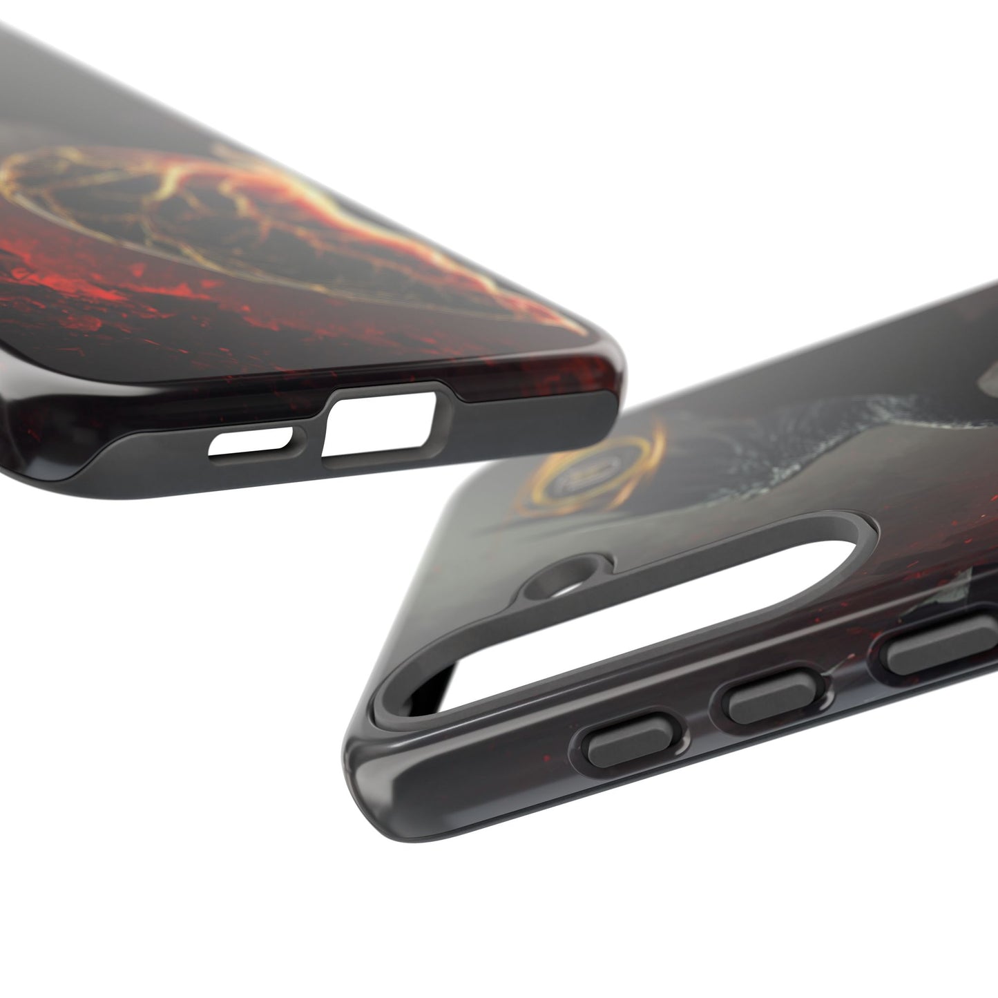 Couples Phone Case — Black Phoenix & White Dragon Heart Design (For Him)