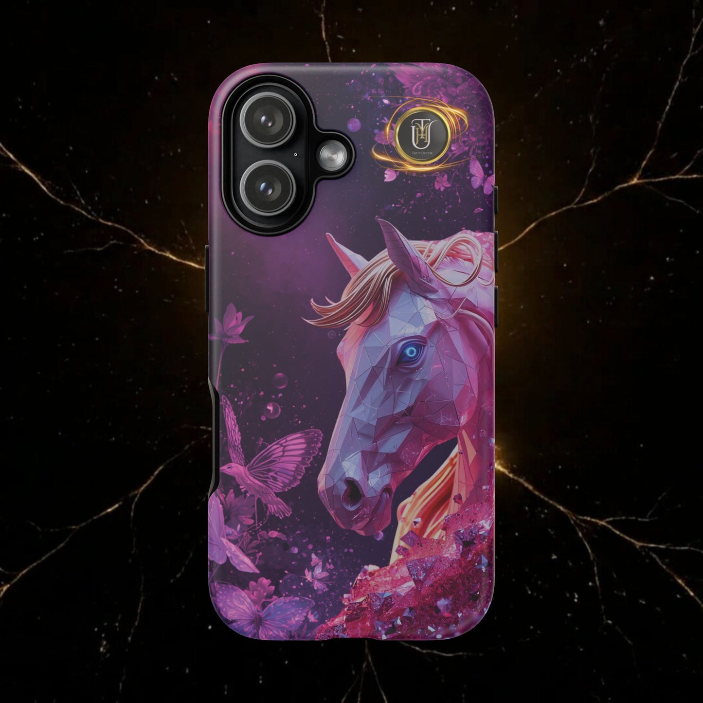 Quantum Pink Lunar Diamond Horse Tough Case — 2026 Pink Horse Phone Case
