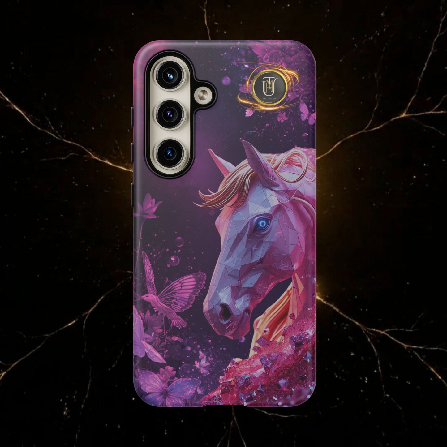 Quantum Pink Lunar Diamond Horse Tough Case — 2026 Pink Horse Phone Case