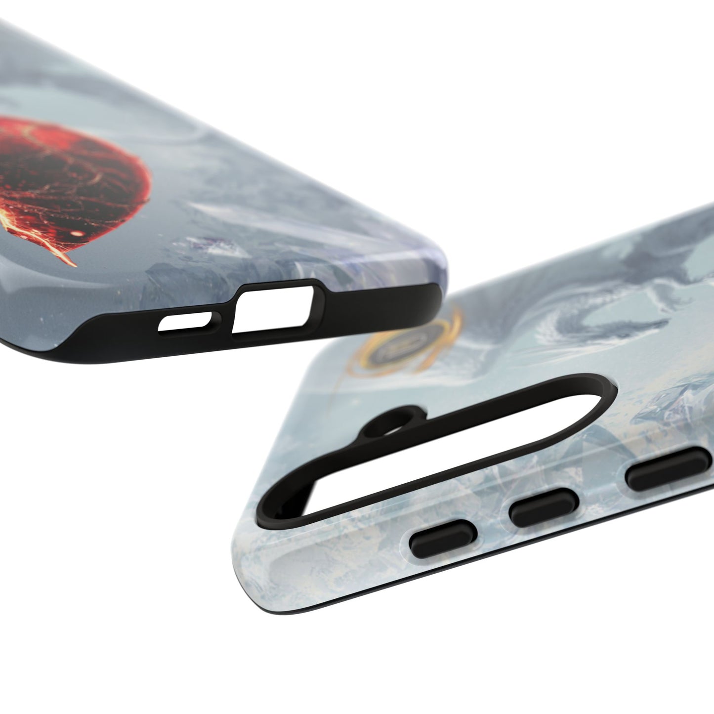 Couples Phone Case — Black Phoenix & White Dragon Heart Design (For Her))