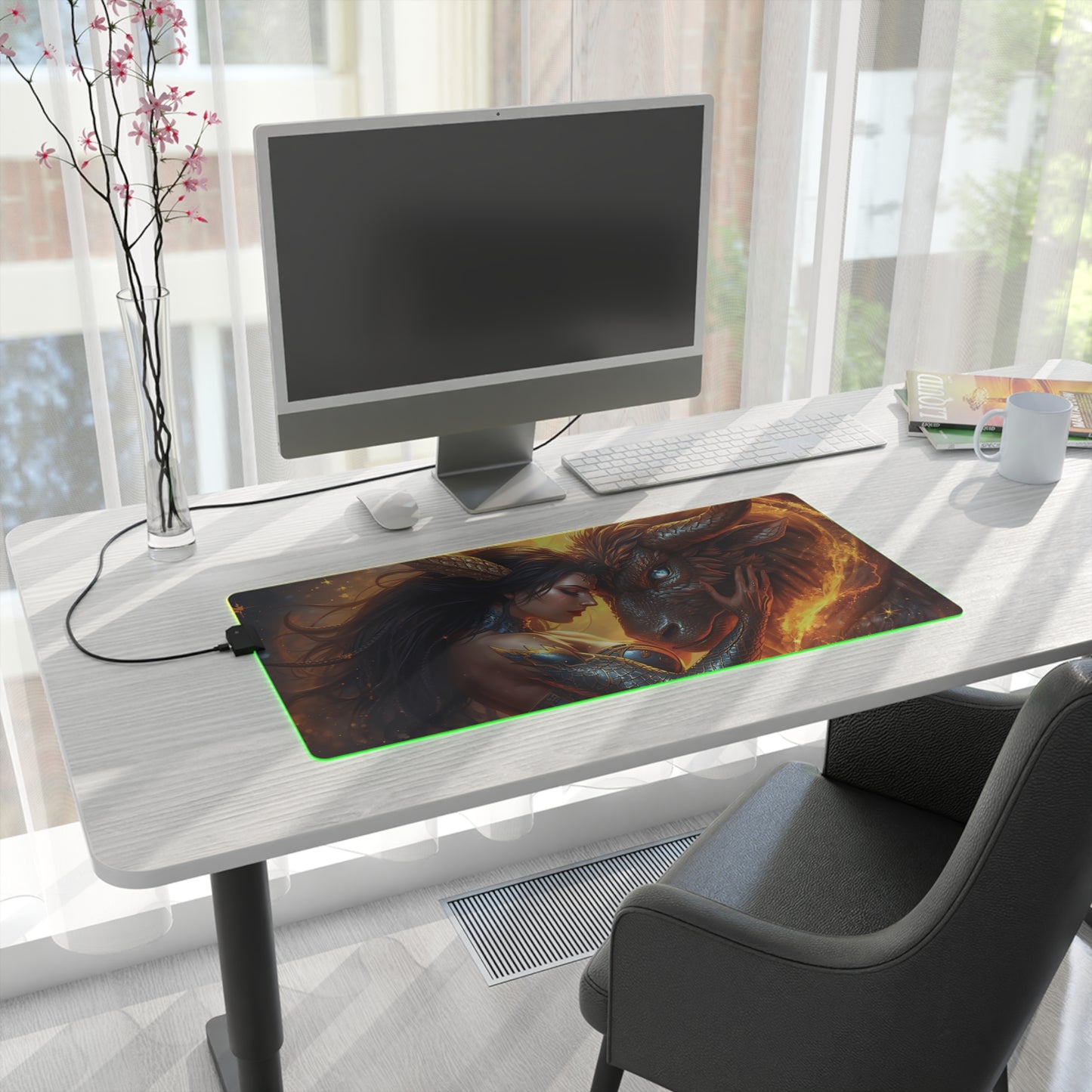 Lady Dragon & Ox Lunar Zodiacs LED Gaming Mouse Pad