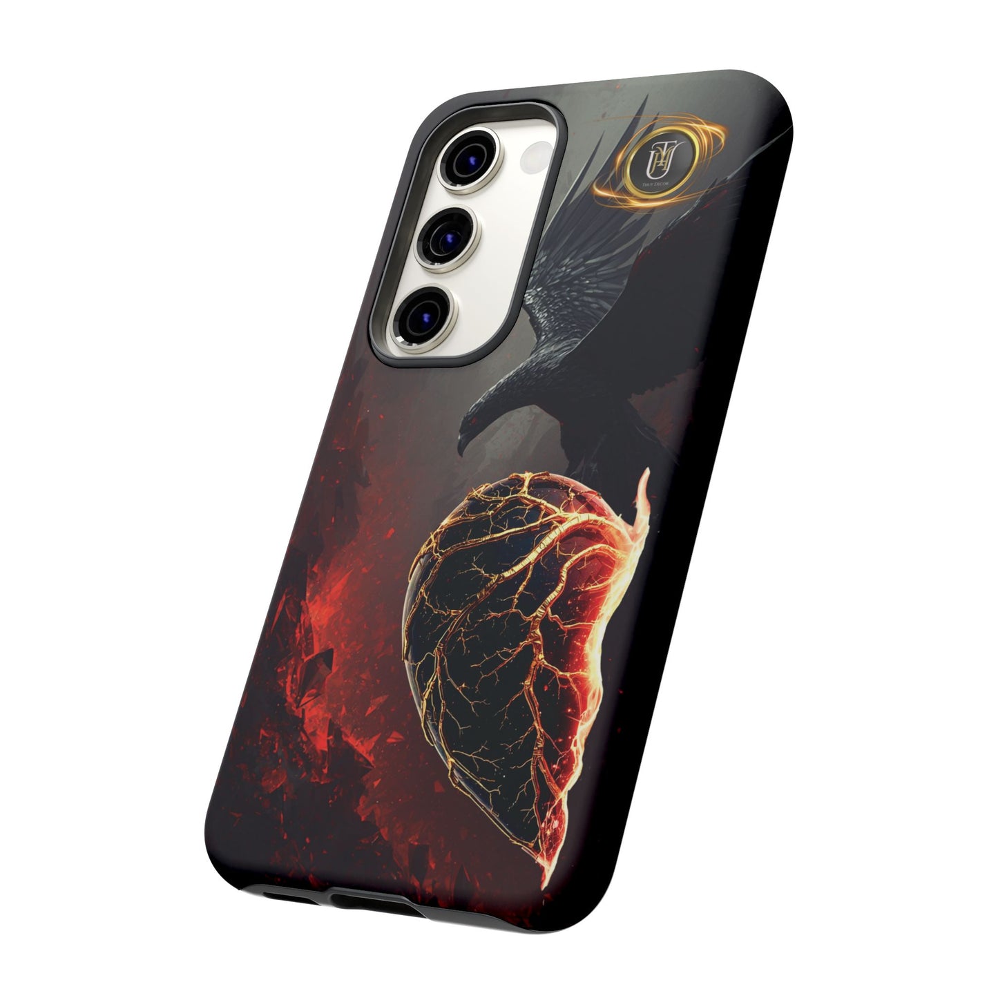 Couples Phone Case — Black Phoenix & White Dragon Heart Design (For Him)