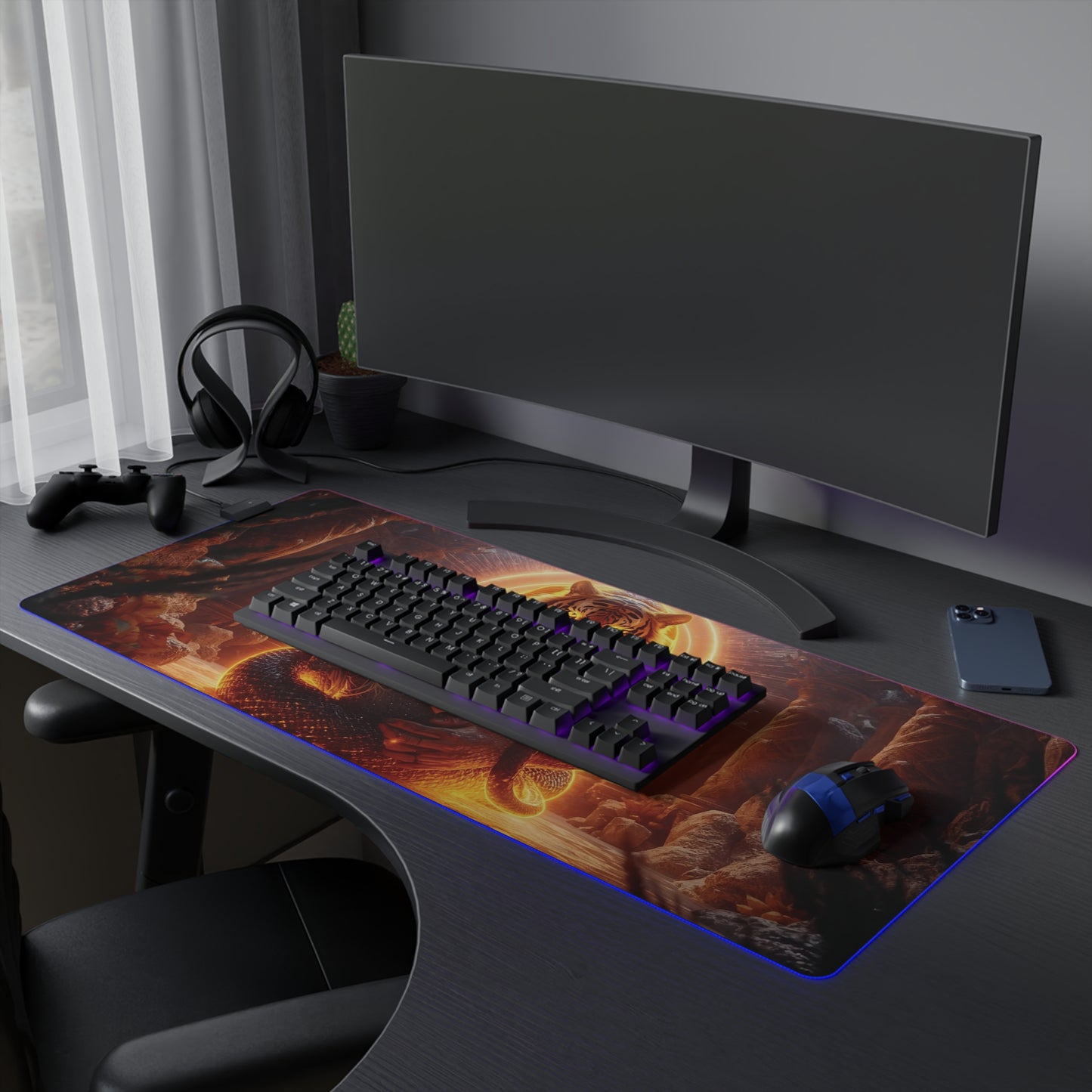10K Lady Snake & Tiger "The Queen" - LED Gaming Mouse Pad