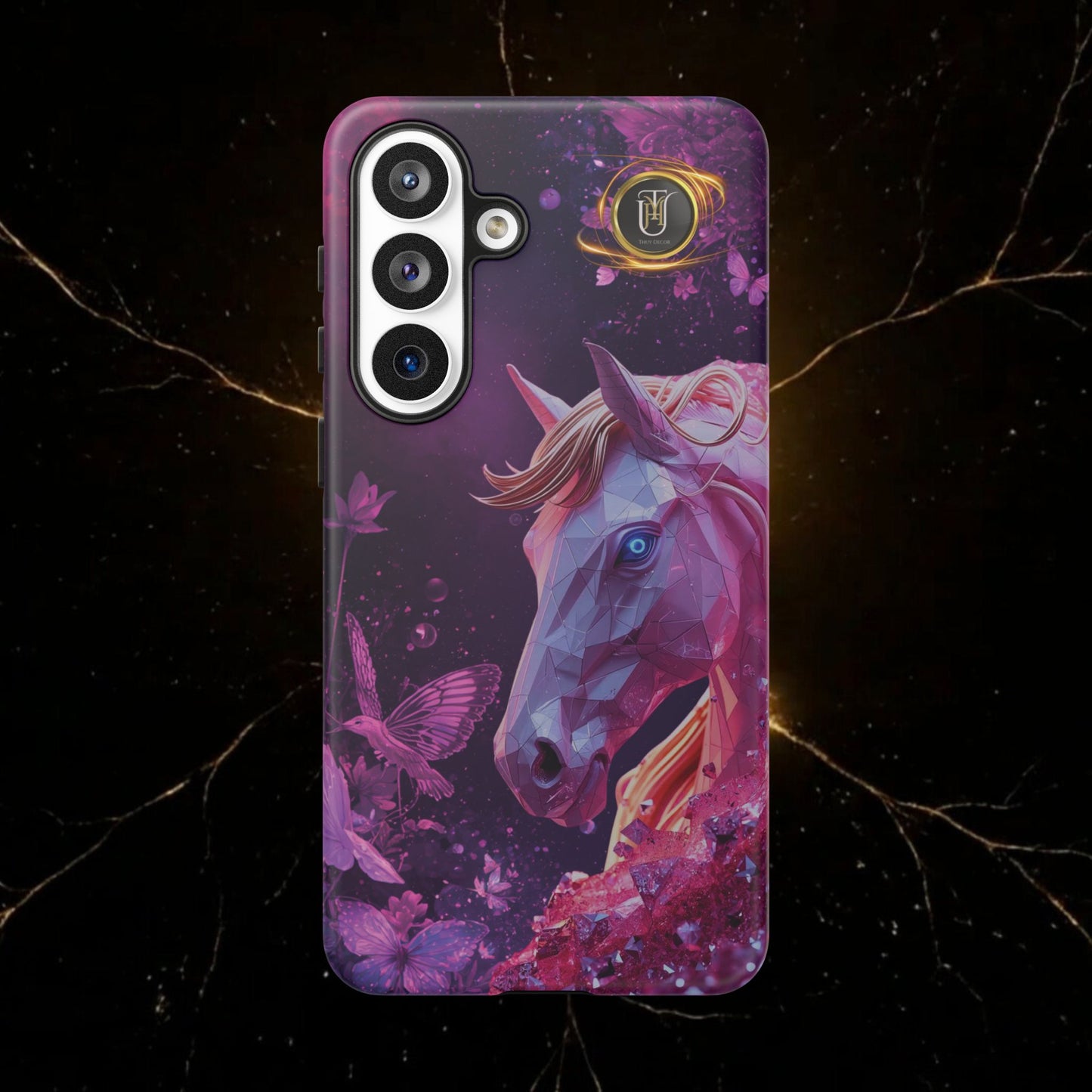 Quantum Pink Lunar Diamond Horse Tough Case — 2026 Pink Horse Phone Case