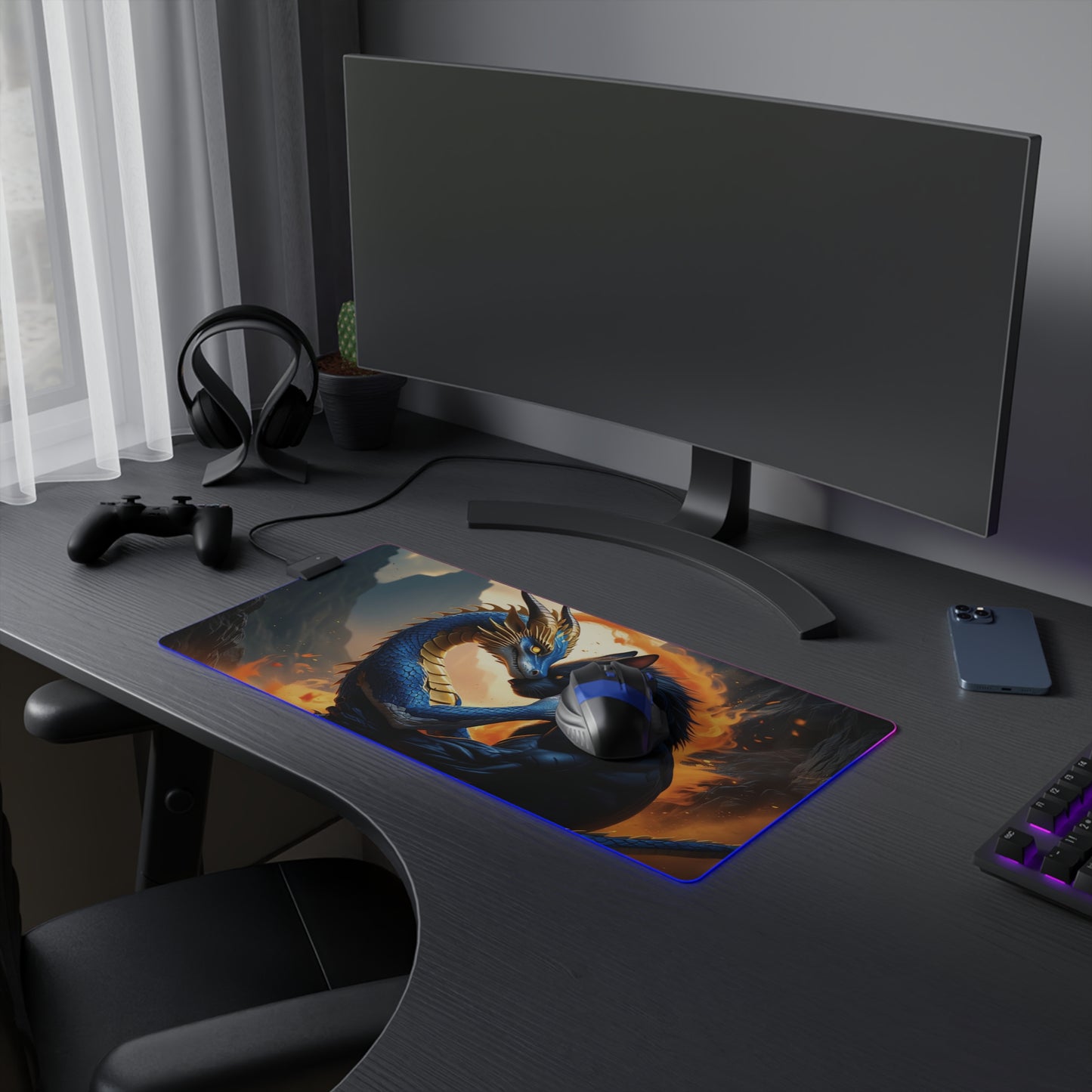 Lady Dragon & Rat Lunar Zodiacs Design LED Gaming Mouse Pad