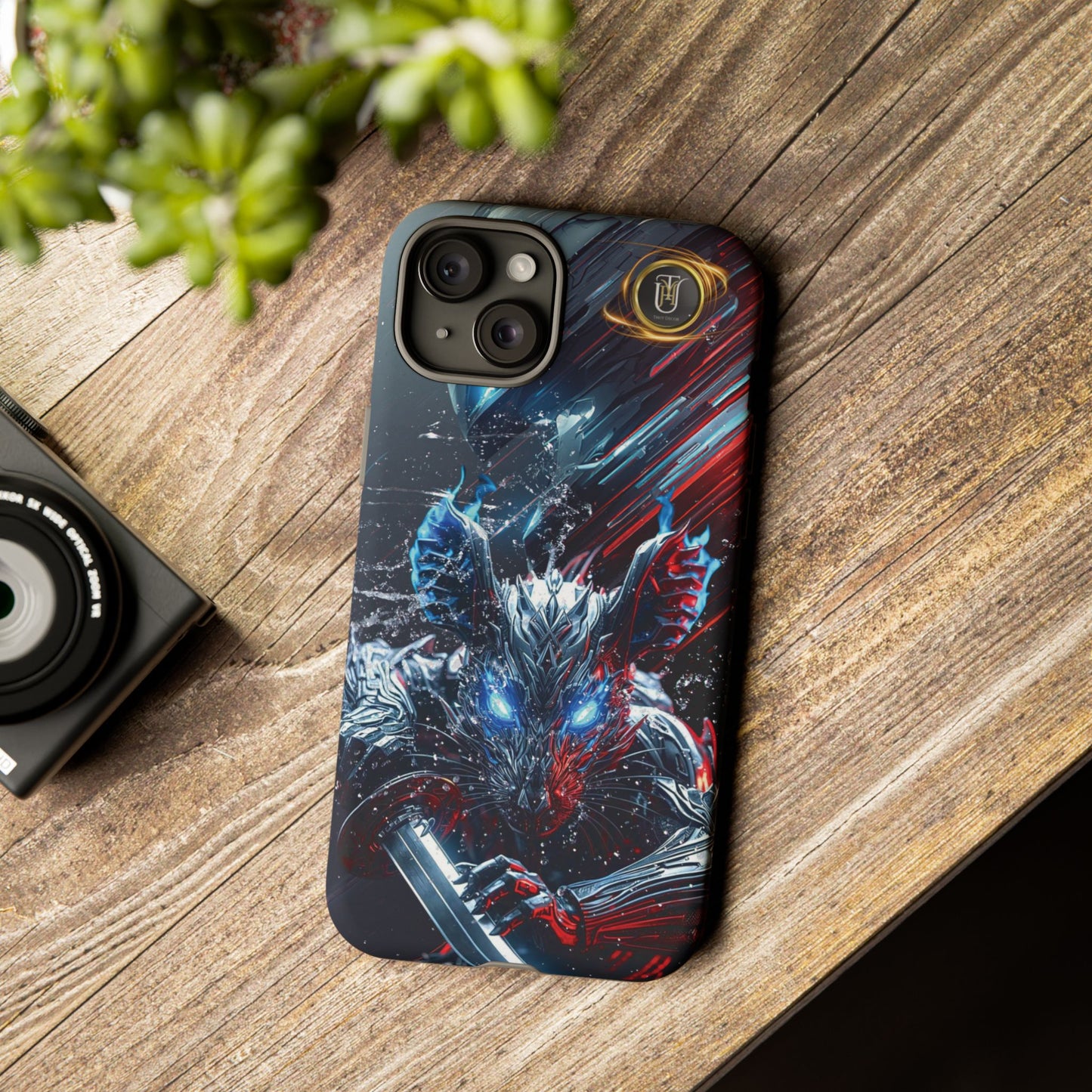 Lunar Metal Rat Samurai Phone Case — Warrior Rodent Armor Design