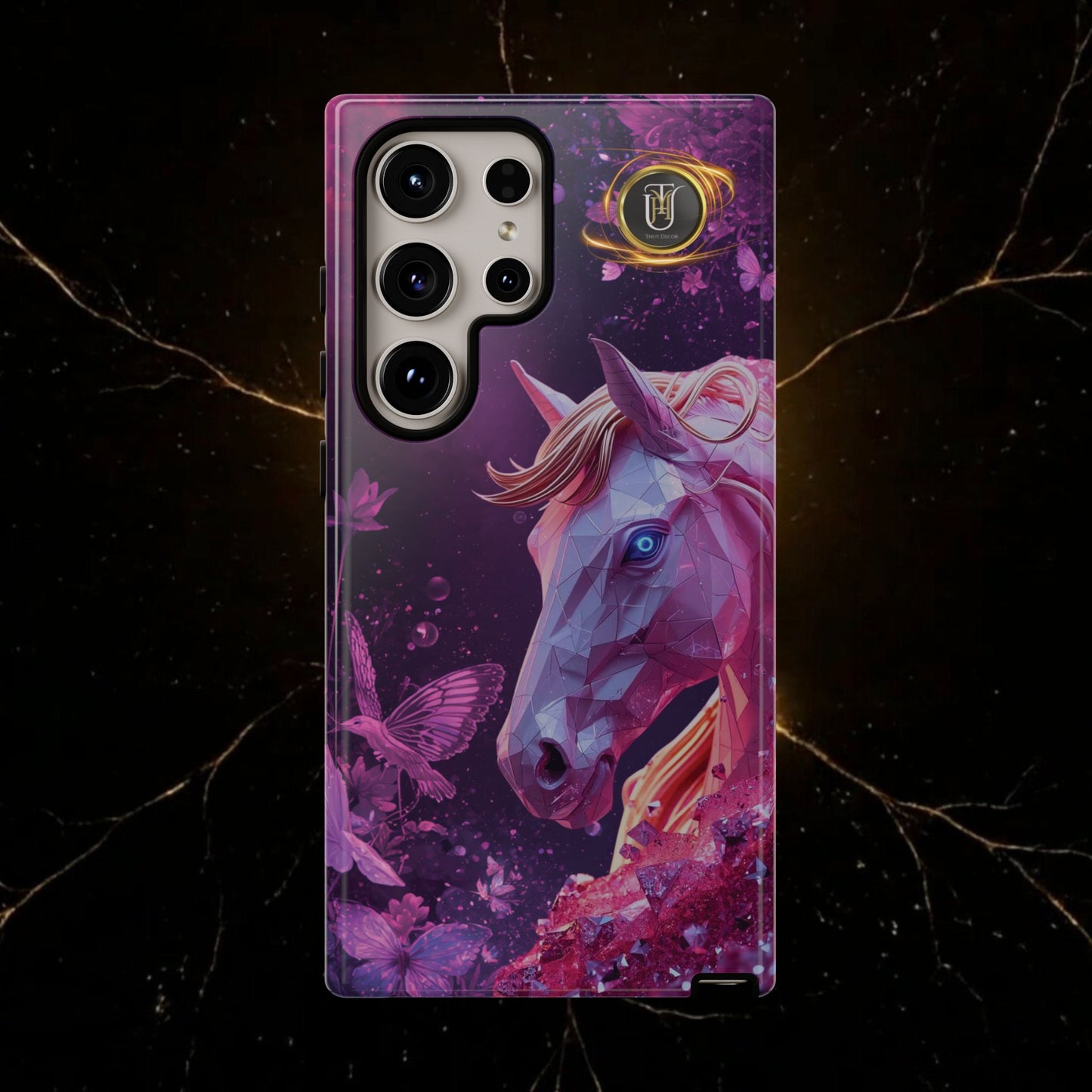 Quantum Pink Lunar Diamond Horse Tough Case — 2026 Pink Horse Phone Case