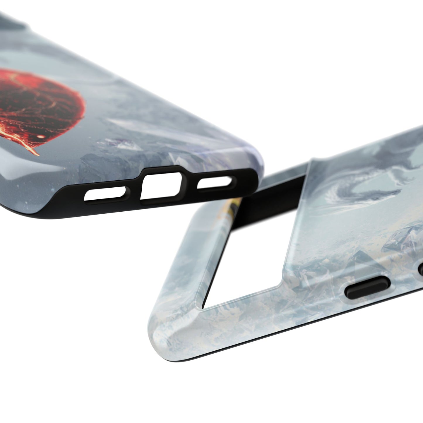 Couples Phone Case — Black Phoenix & White Dragon Heart Design (For Her))