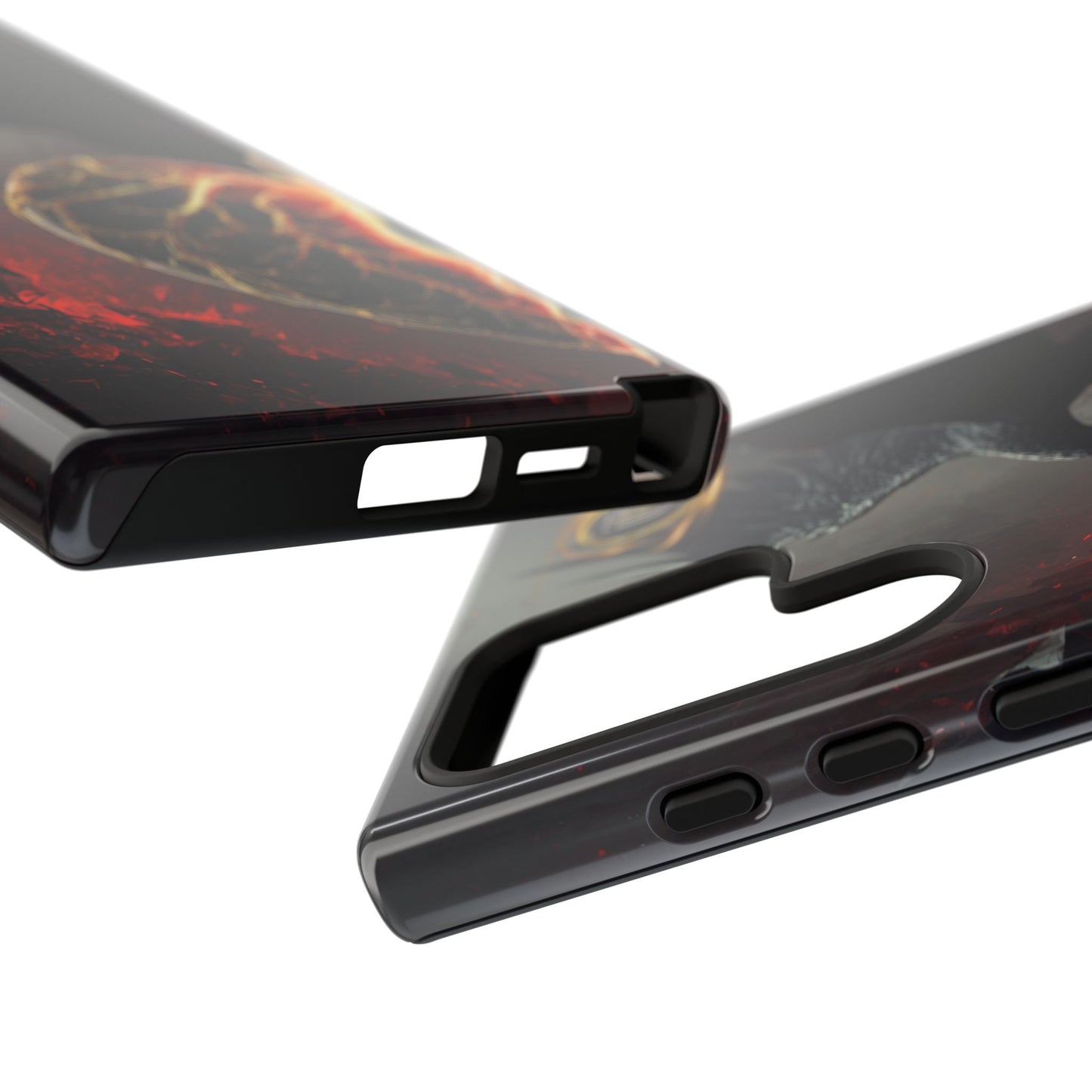 Couples Phone Case — Black Phoenix & White Dragon Heart Design (For Him)