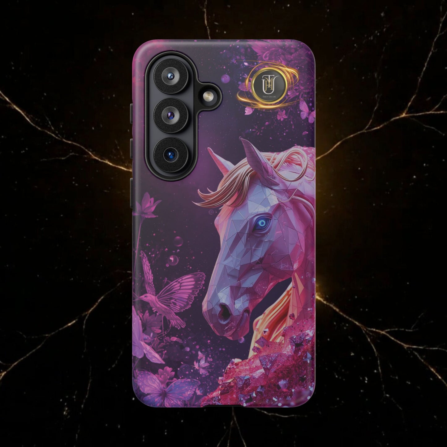 Quantum Pink Lunar Diamond Horse Tough Case — 2026 Pink Horse Phone Case